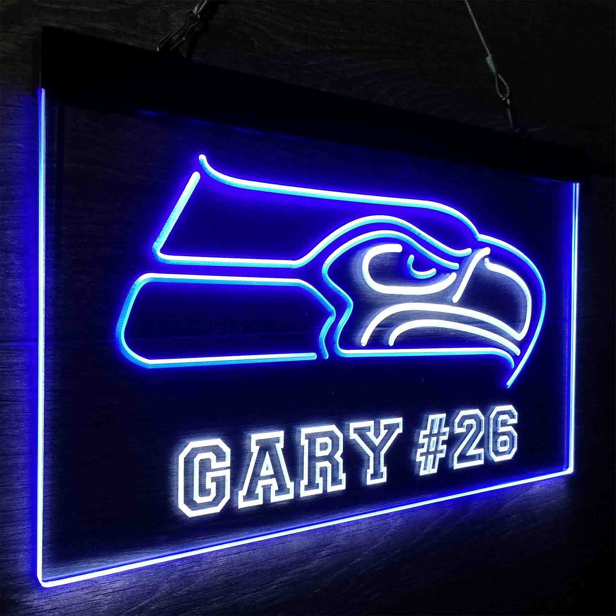 Personalized Seattle Seahawks Team Number Neon-Like LED Light Sign - led lab cave