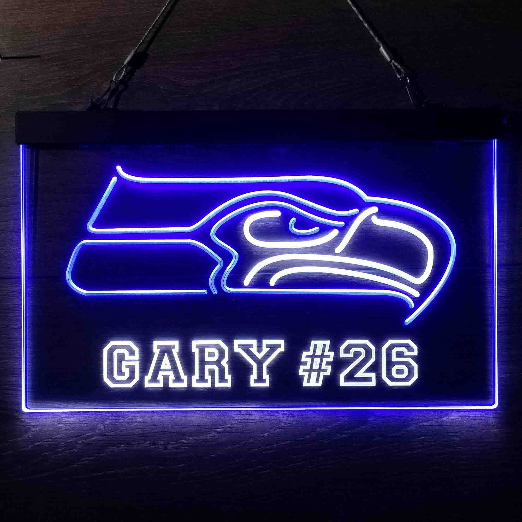 Personalized Seattle Seahawks Team Number Neon-Like LED Light Sign - led lab cave