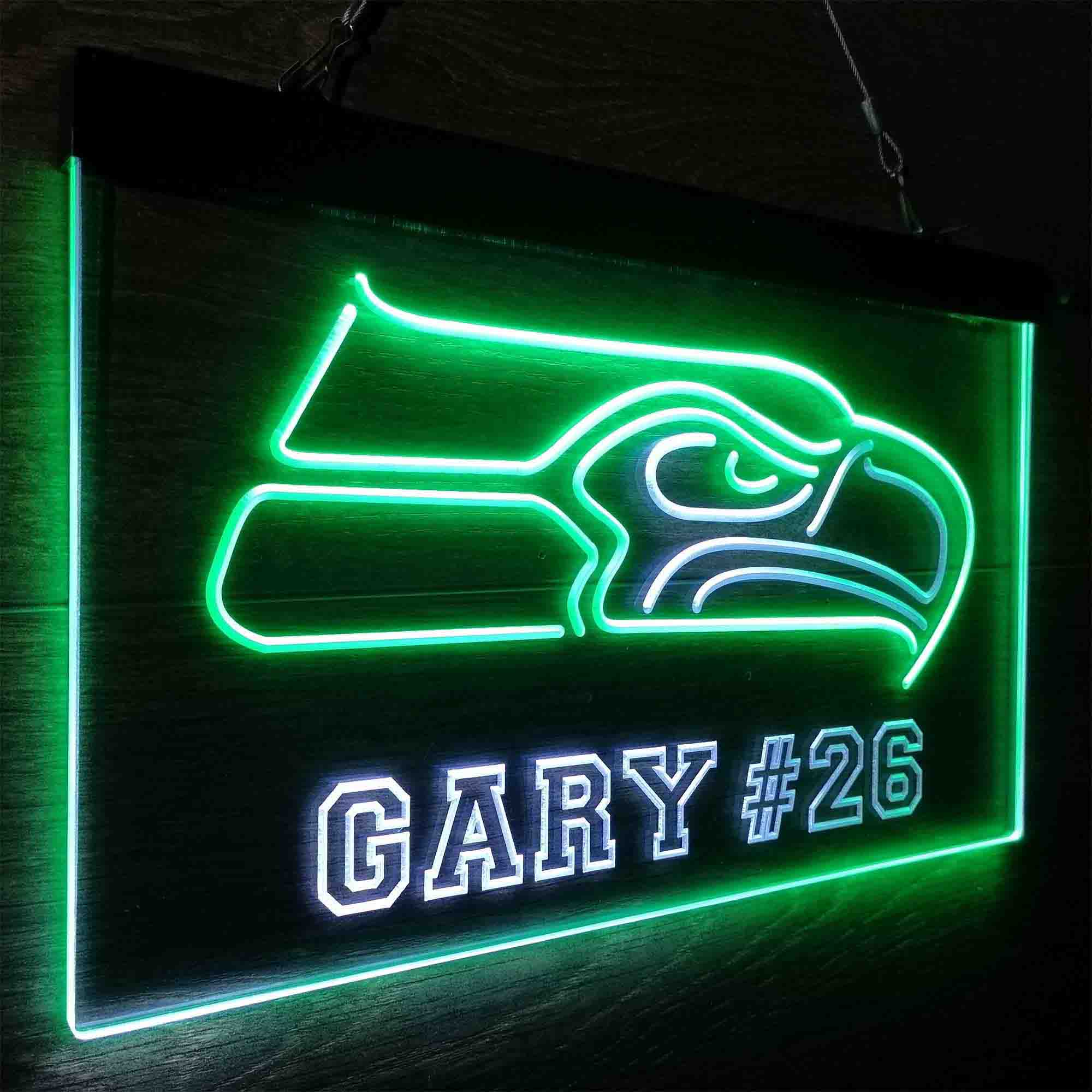 Personalized Seattle Seahawks Team Number Neon-Like LED Light Sign - led lab cave