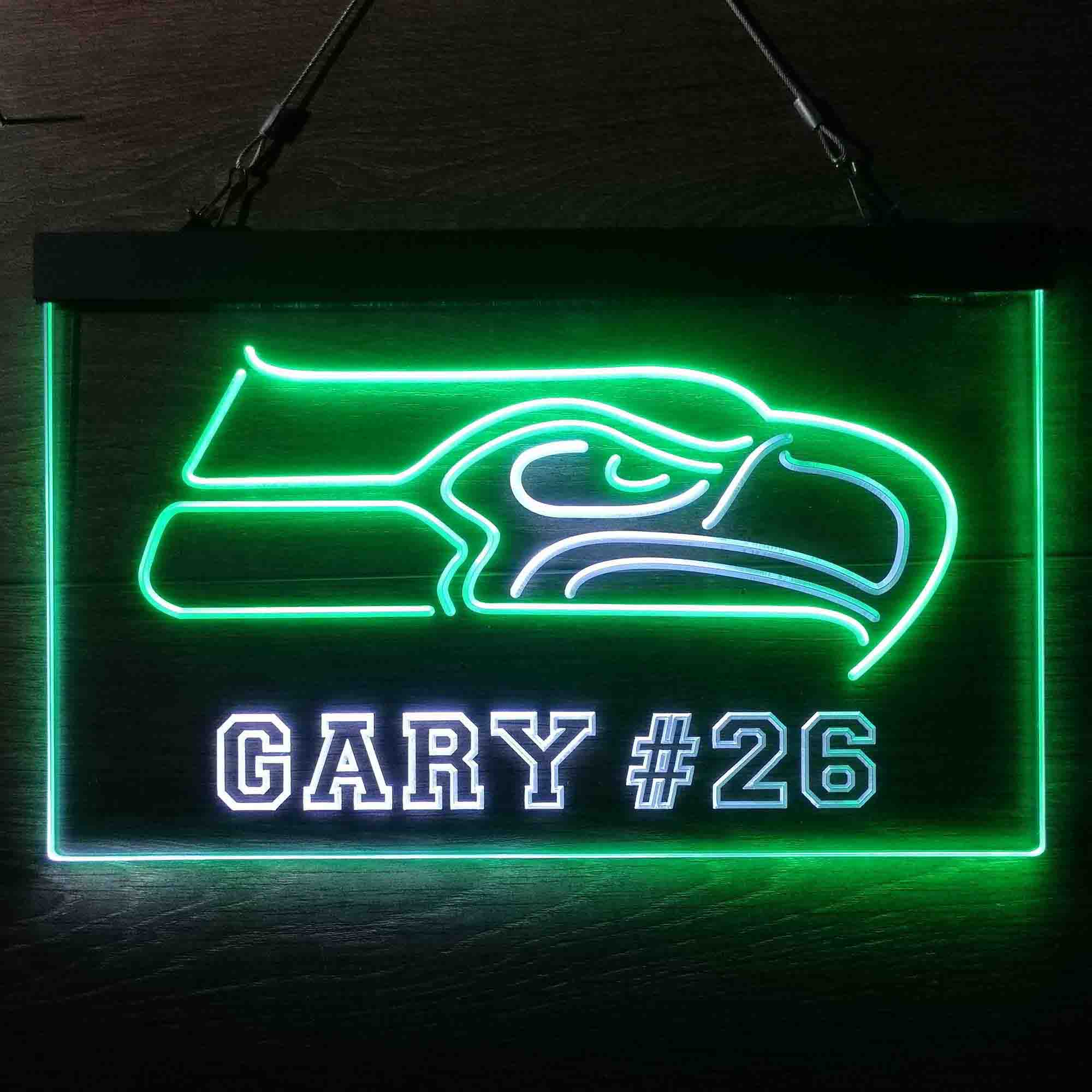 Personalized Seattle Seahawks Team Number Neon-Like LED Light Sign - led lab cave