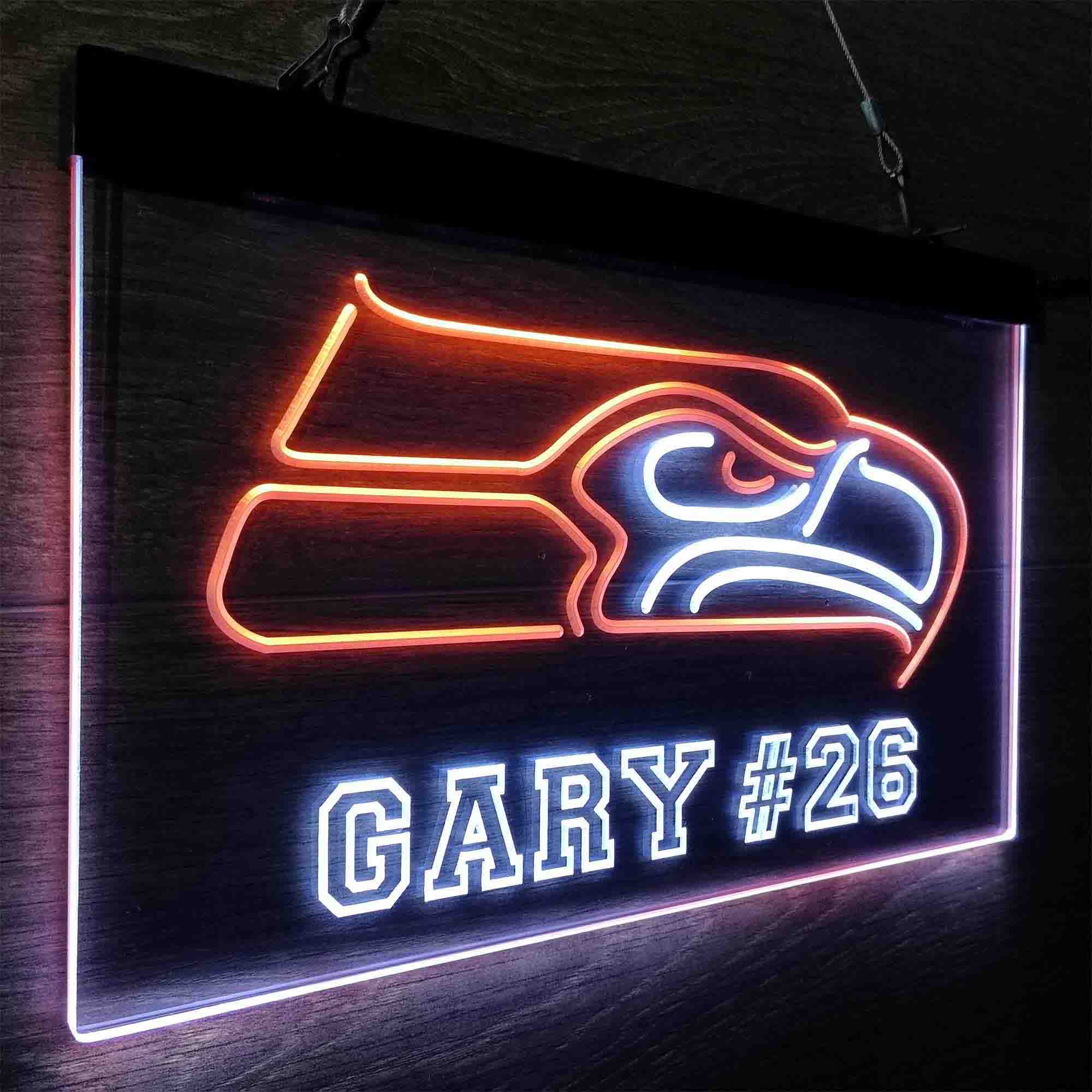 Personalized Seattle Seahawks Team Number Neon-Like LED Light Sign - led lab cave