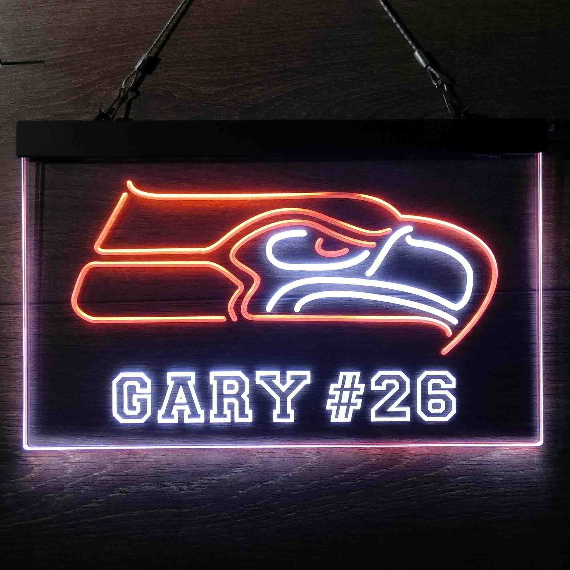 Personalized Seattle Seahawks Team Number Neon-Like LED Light Sign - led lab cave