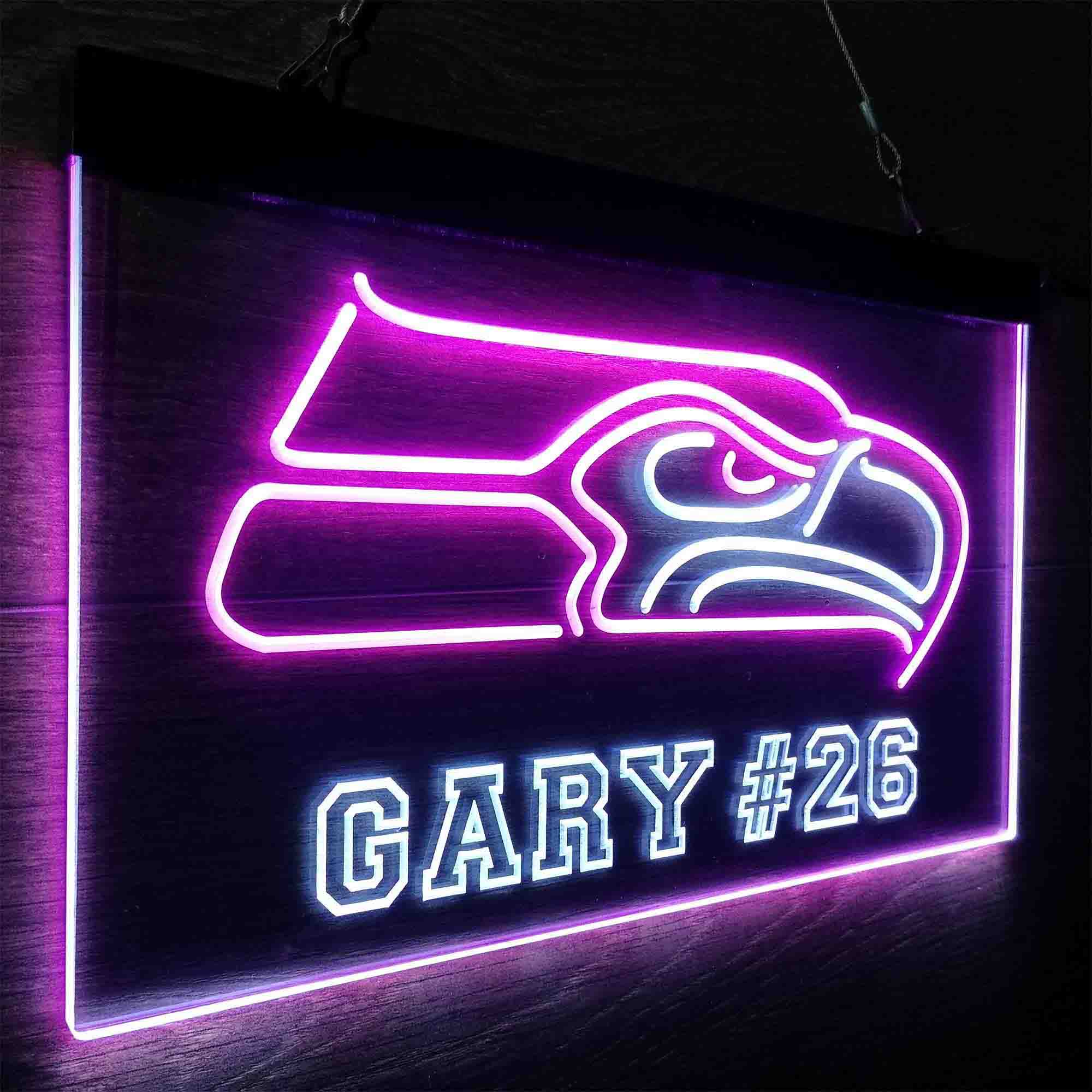 Personalized Seattle Seahawks Team Number Neon-Like LED Light Sign - led lab cave