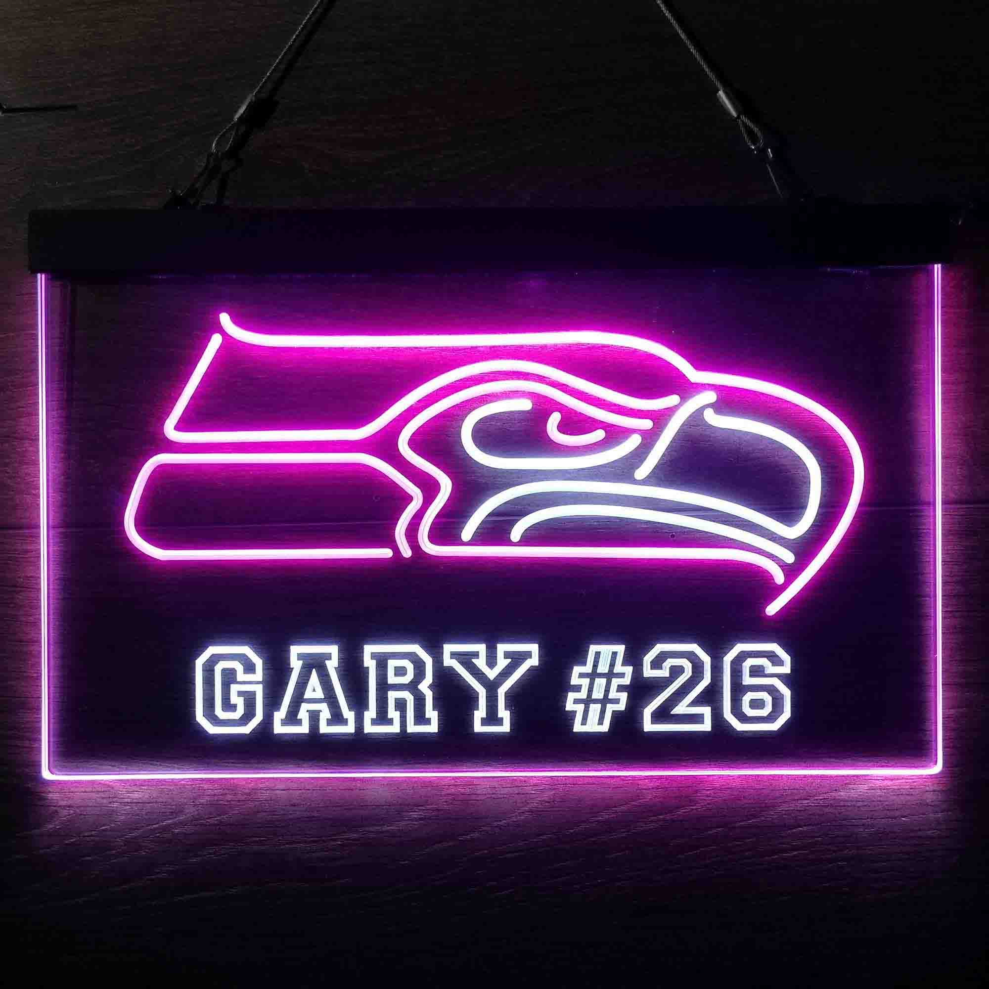 Personalized Seattle Seahawks Team Number Neon-Like LED Light Sign - led lab cave