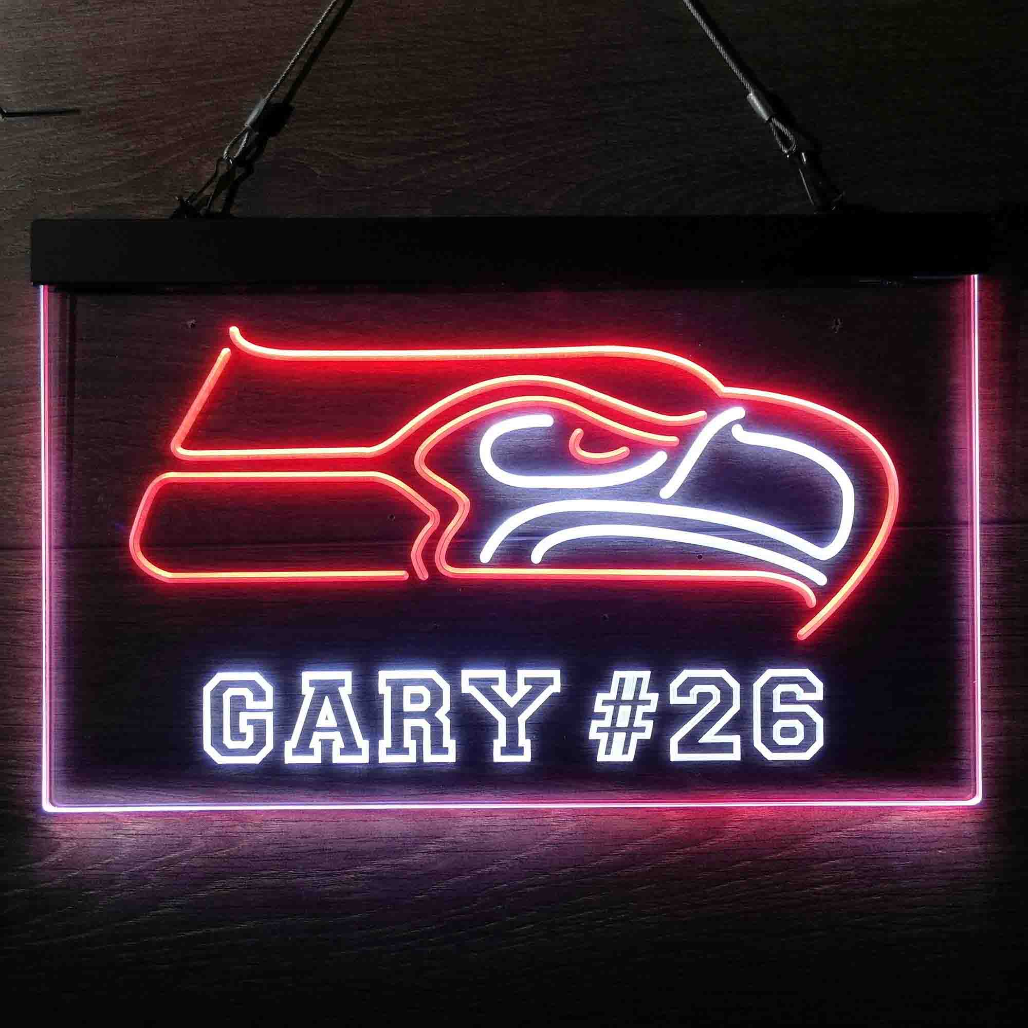 Personalized Seattle Seahawks Team Number Neon-Like LED Light Sign - led lab cave