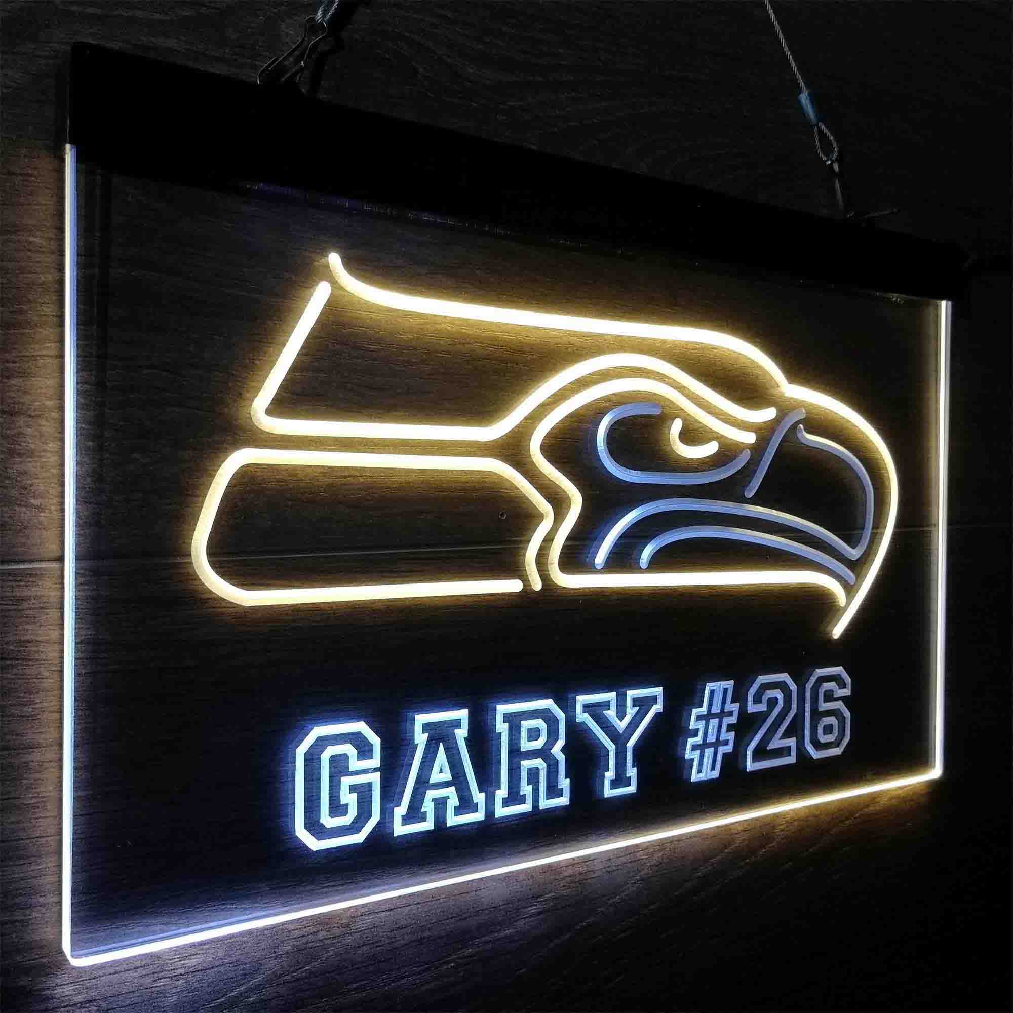 Personalized Seattle Seahawks Team Number Neon-Like LED Light Sign - led lab cave