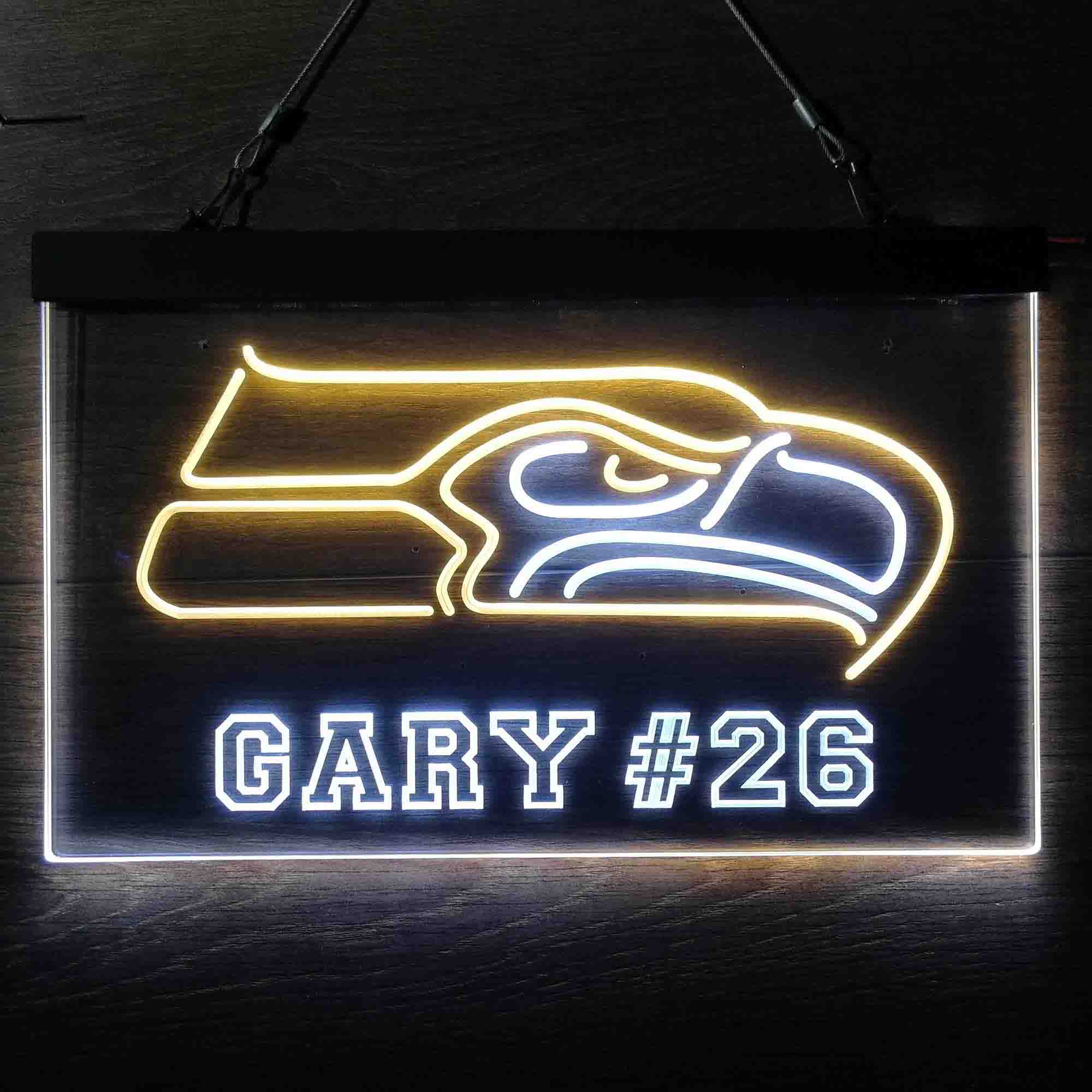 Personalized Seattle Seahawks Team Number Neon-Like LED Light Sign - led lab cave