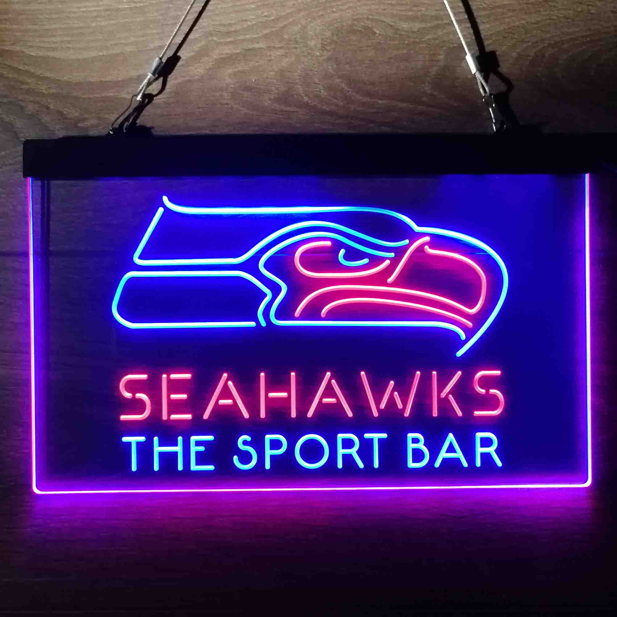 Custom Personalized Seattle Seahawks NFL Football Club Dual Color LED Light Sign