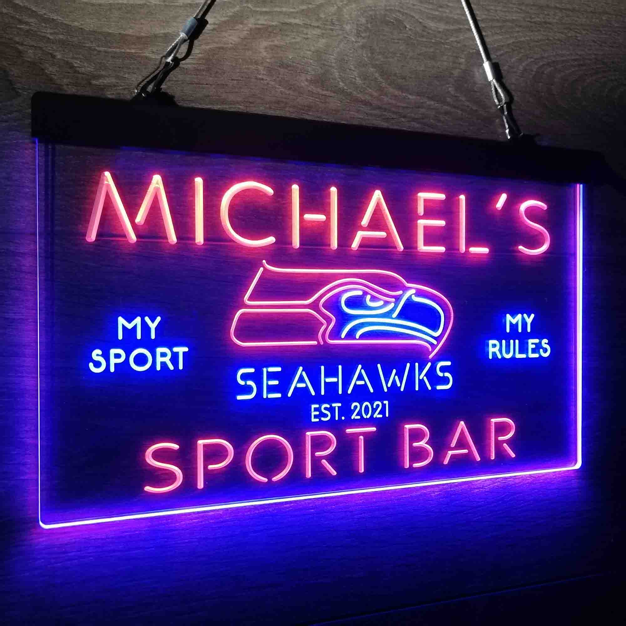 Personalized Seattle Seahawks Neon-Like LED Light Sign - led lab cave