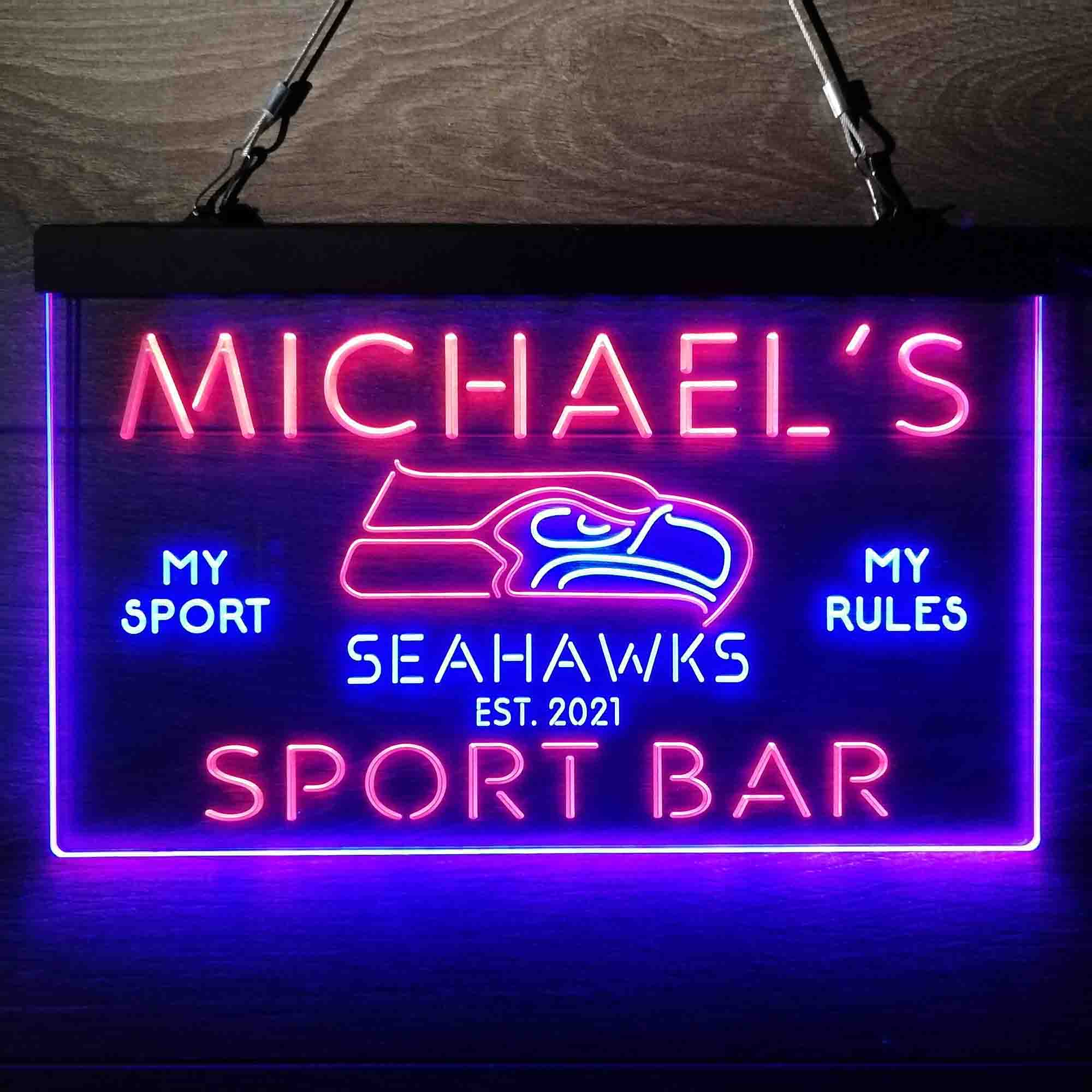 Personalized Seattle Seahawks Neon-Like LED Light Sign - led lab cave