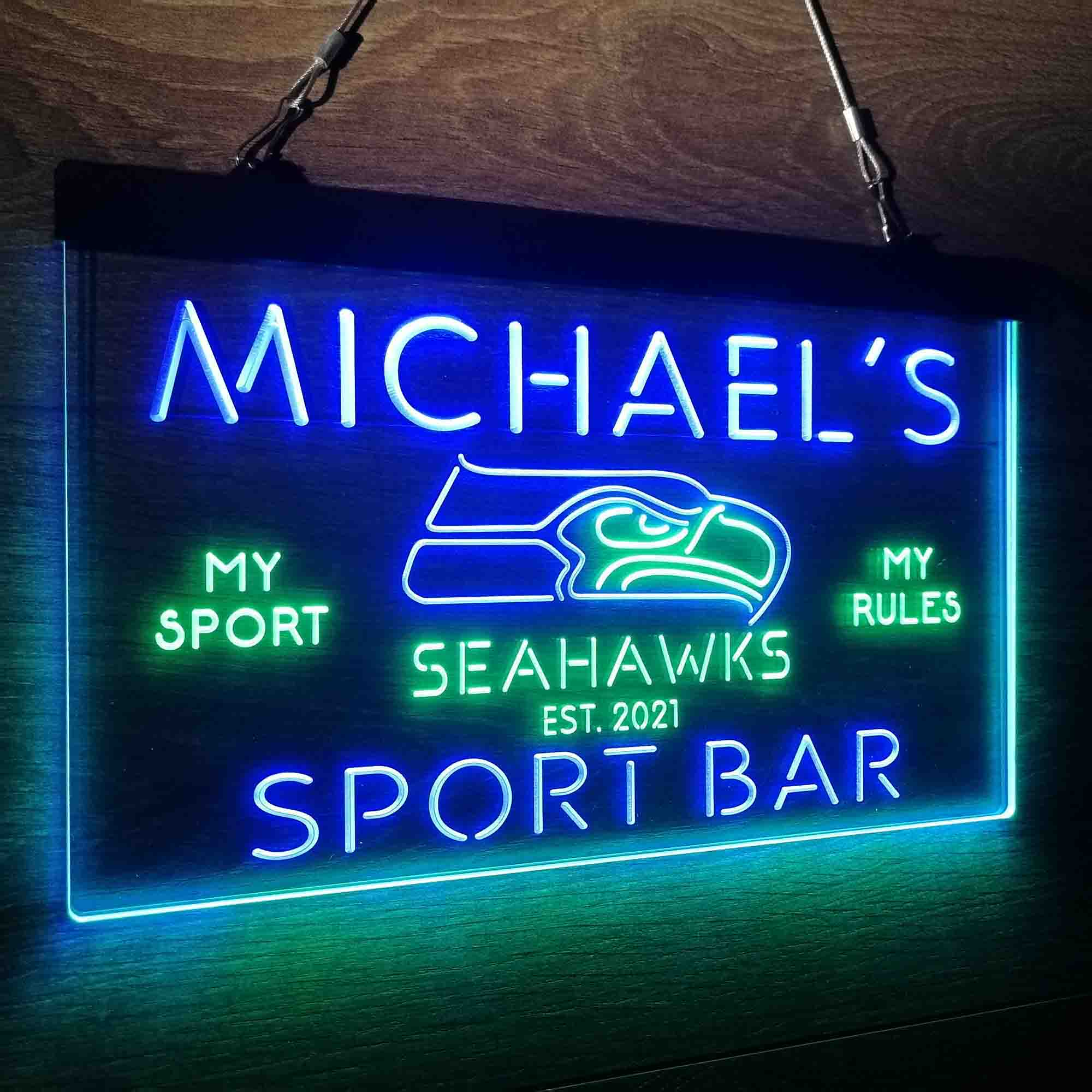 Personalized Seattle Seahawks Neon-Like LED Light Sign - led lab cave