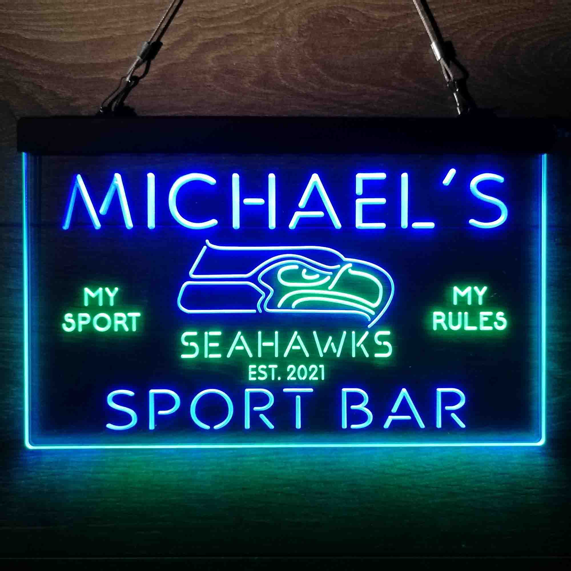 Personalized Seattle Seahawks Neon-Like LED Light Sign - led lab cave