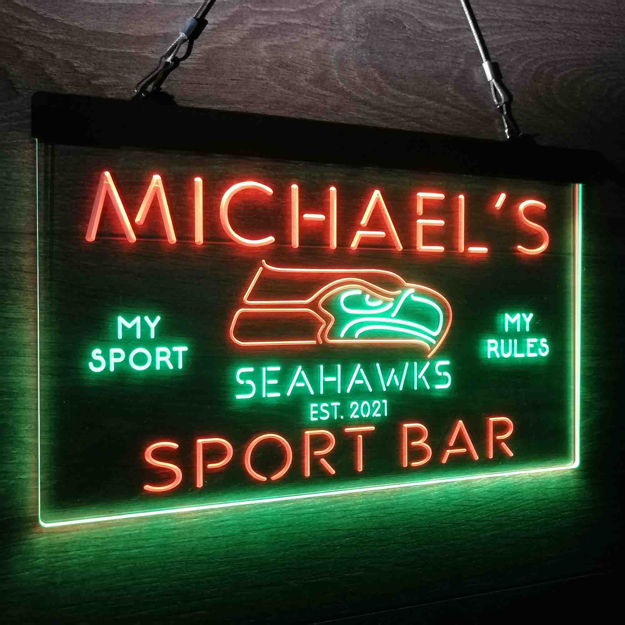 Personalized Seattle Seahawks Neon-Like LED Light Sign - led lab cave