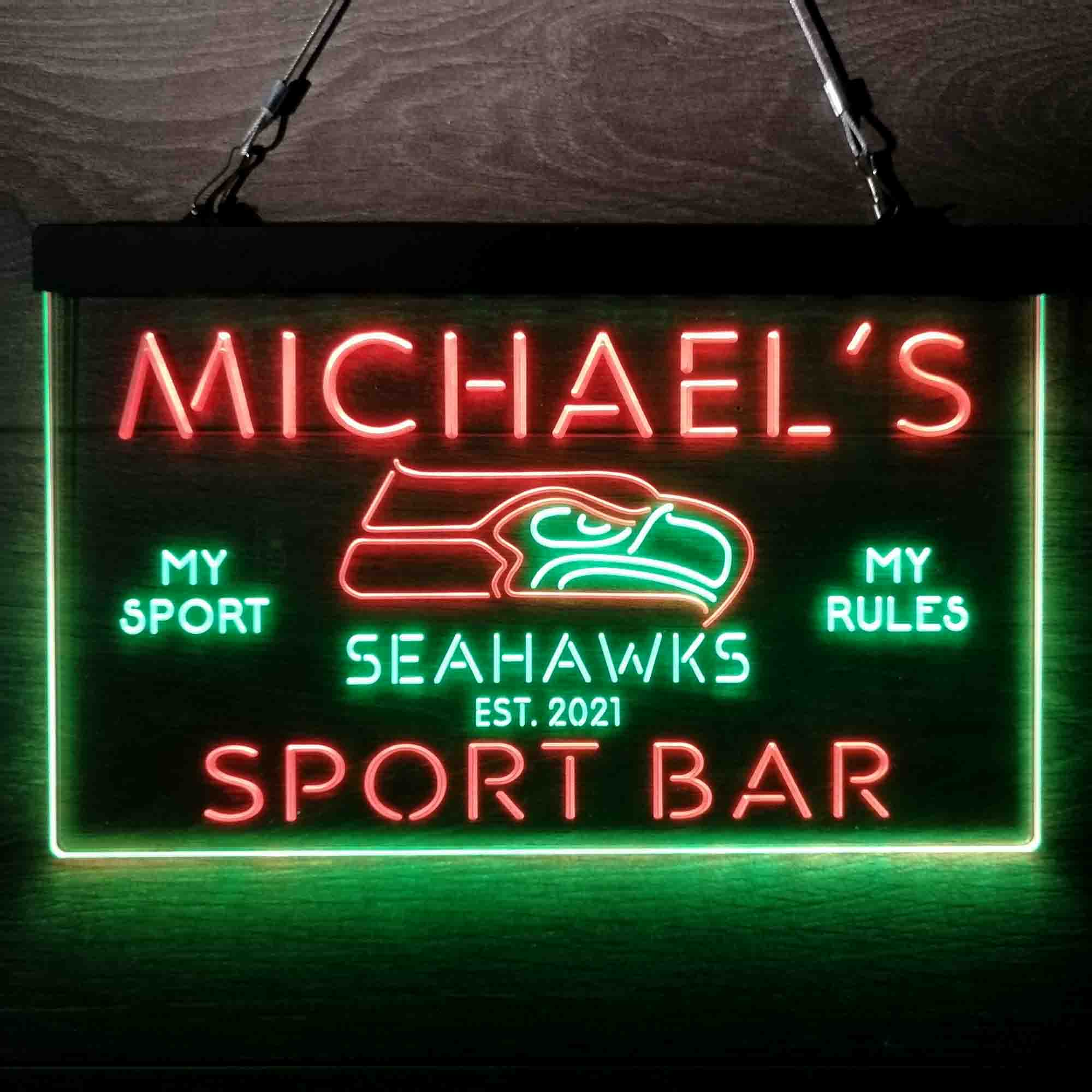 Personalized Seattle Seahawks Neon-Like LED Light Sign - led lab cave