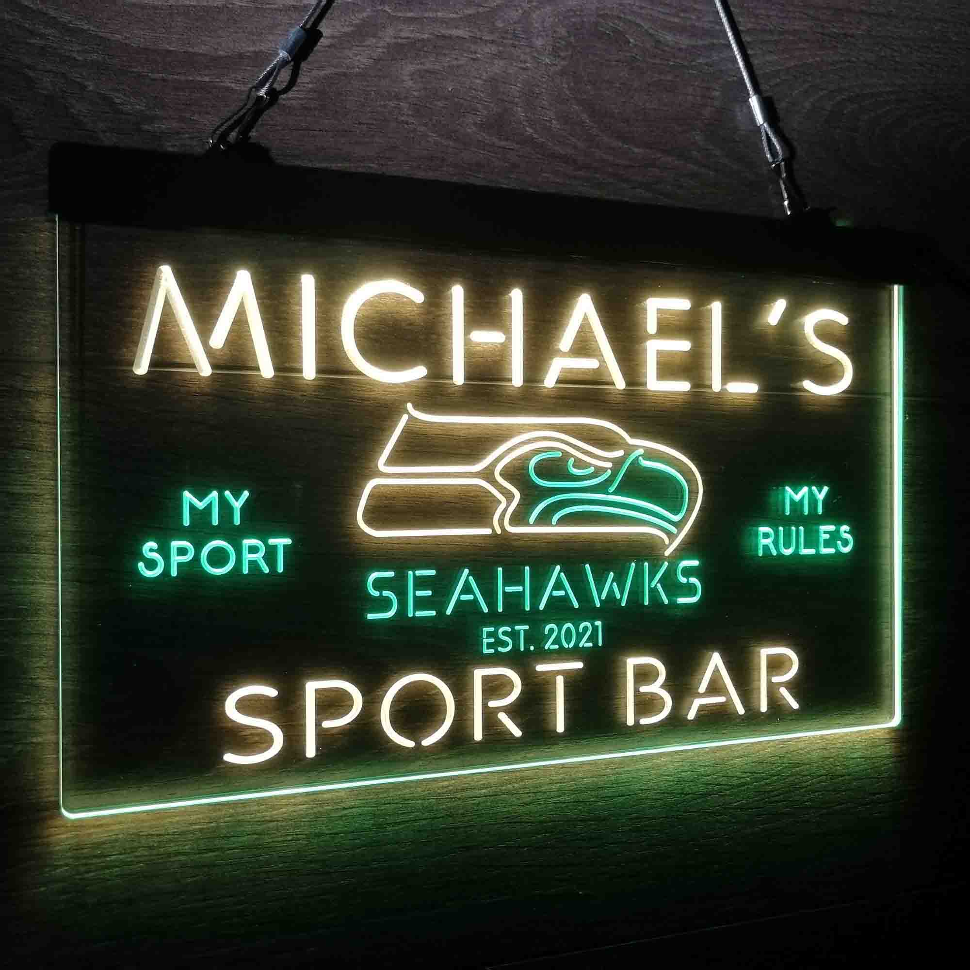 Personalized Seattle Seahawks Neon-Like LED Light Sign - led lab cave