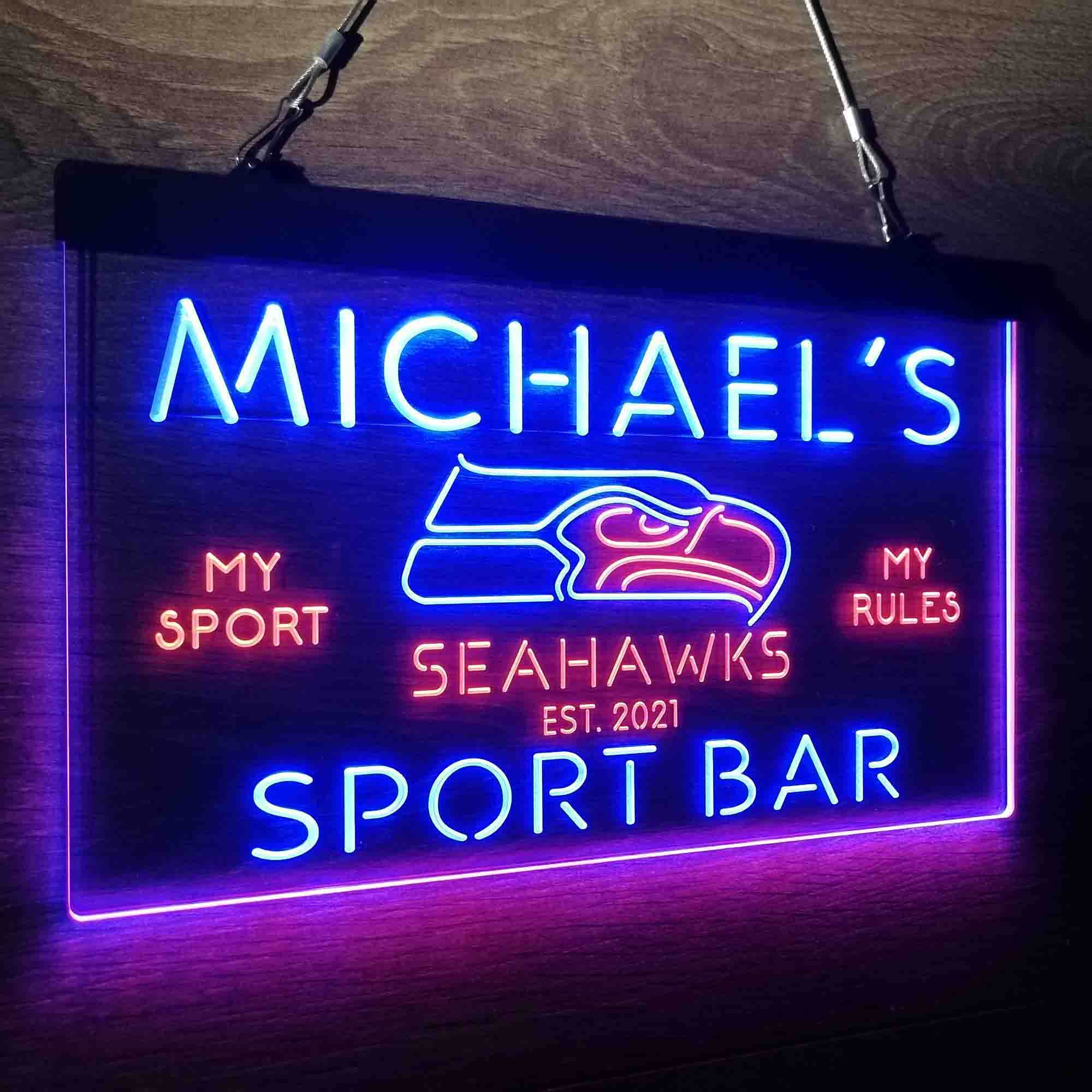 Personalized Seattle Seahawks Neon-Like LED Light Sign - led lab cave