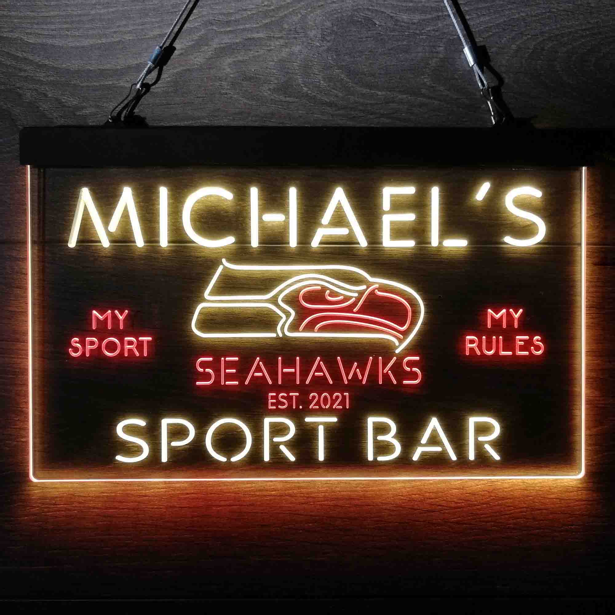 Personalized Seattle Seahawks Neon-Like LED Light Sign - led lab cave