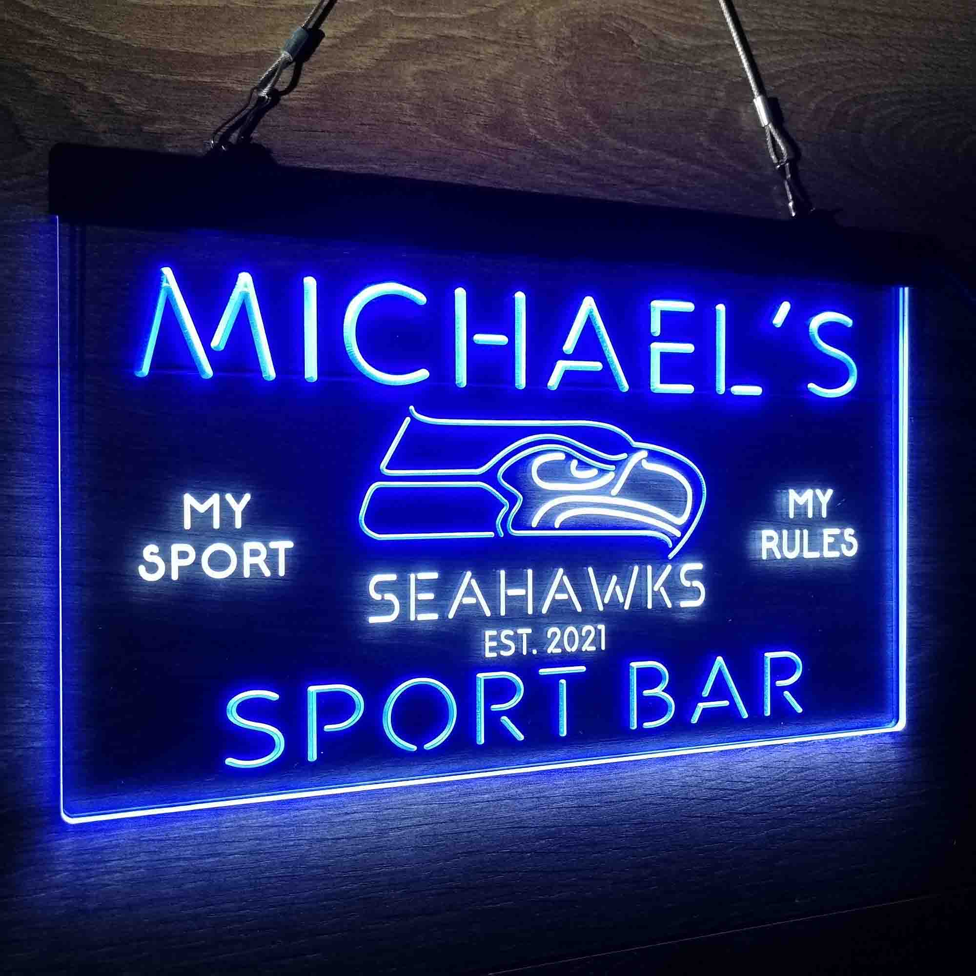 Personalized Seattle Seahawks Neon-Like LED Light Sign - led lab cave