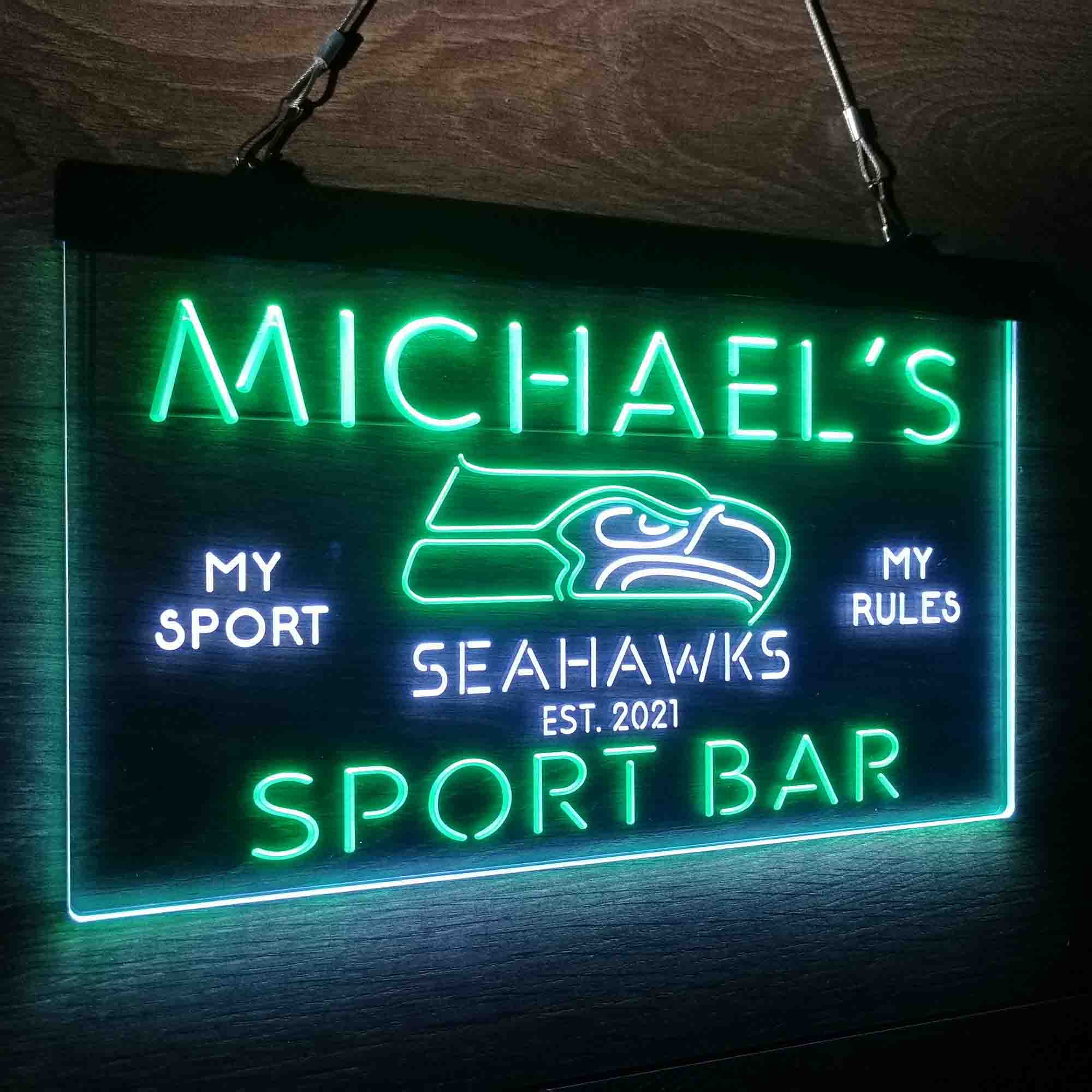 Personalized Seattle Seahawks Neon-Like LED Light Sign - led lab cave