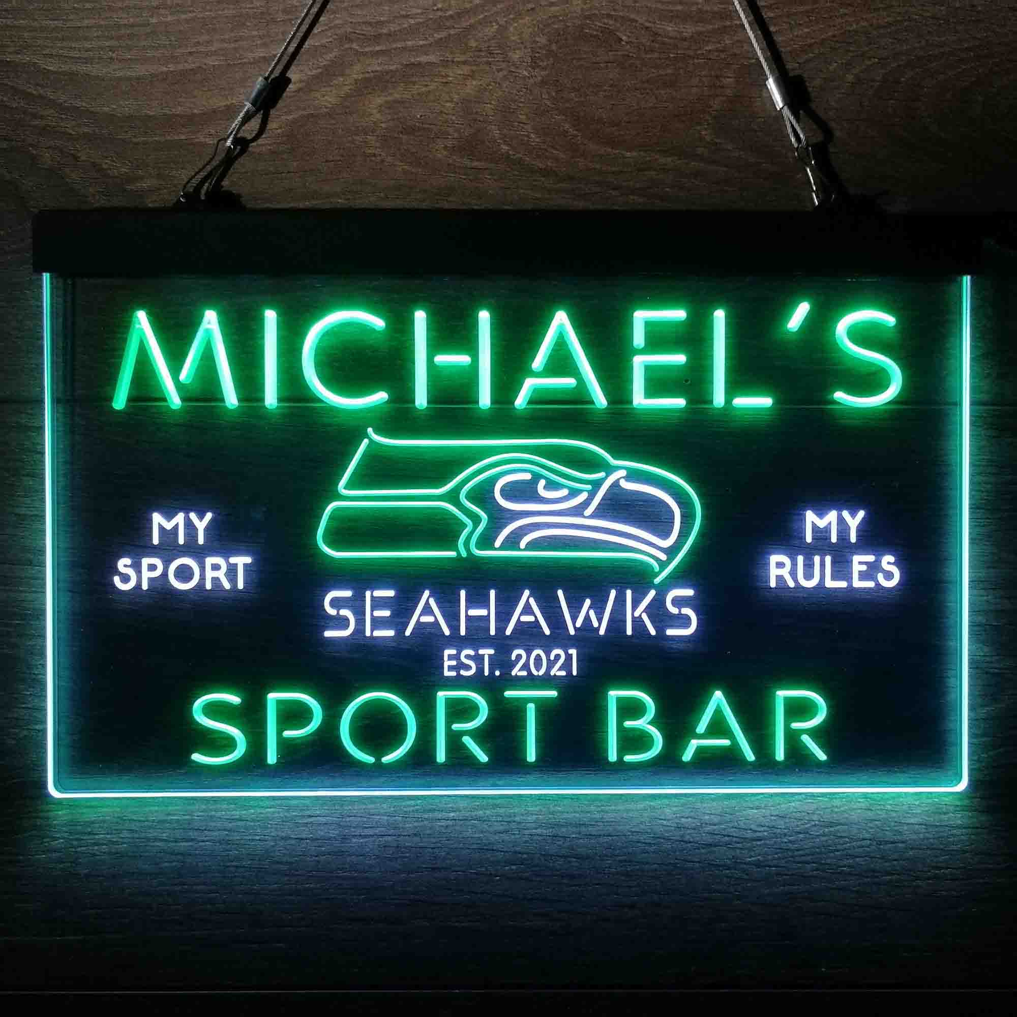 Personalized Seattle Seahawks Neon-Like LED Light Sign - led lab cave