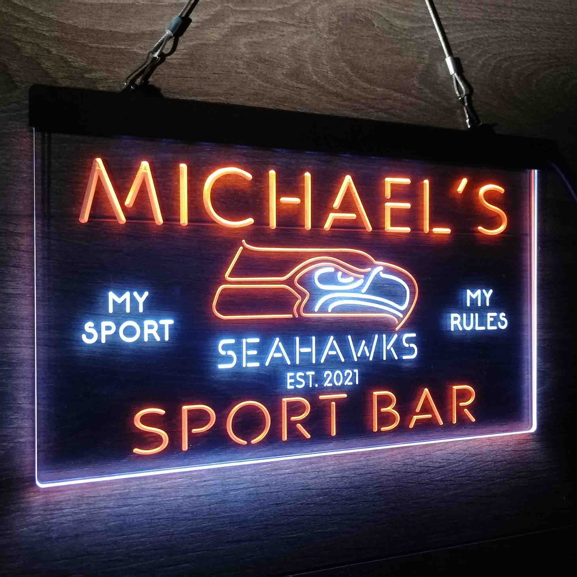 Personalized Seattle Seahawks Neon-Like LED Light Sign - led lab cave