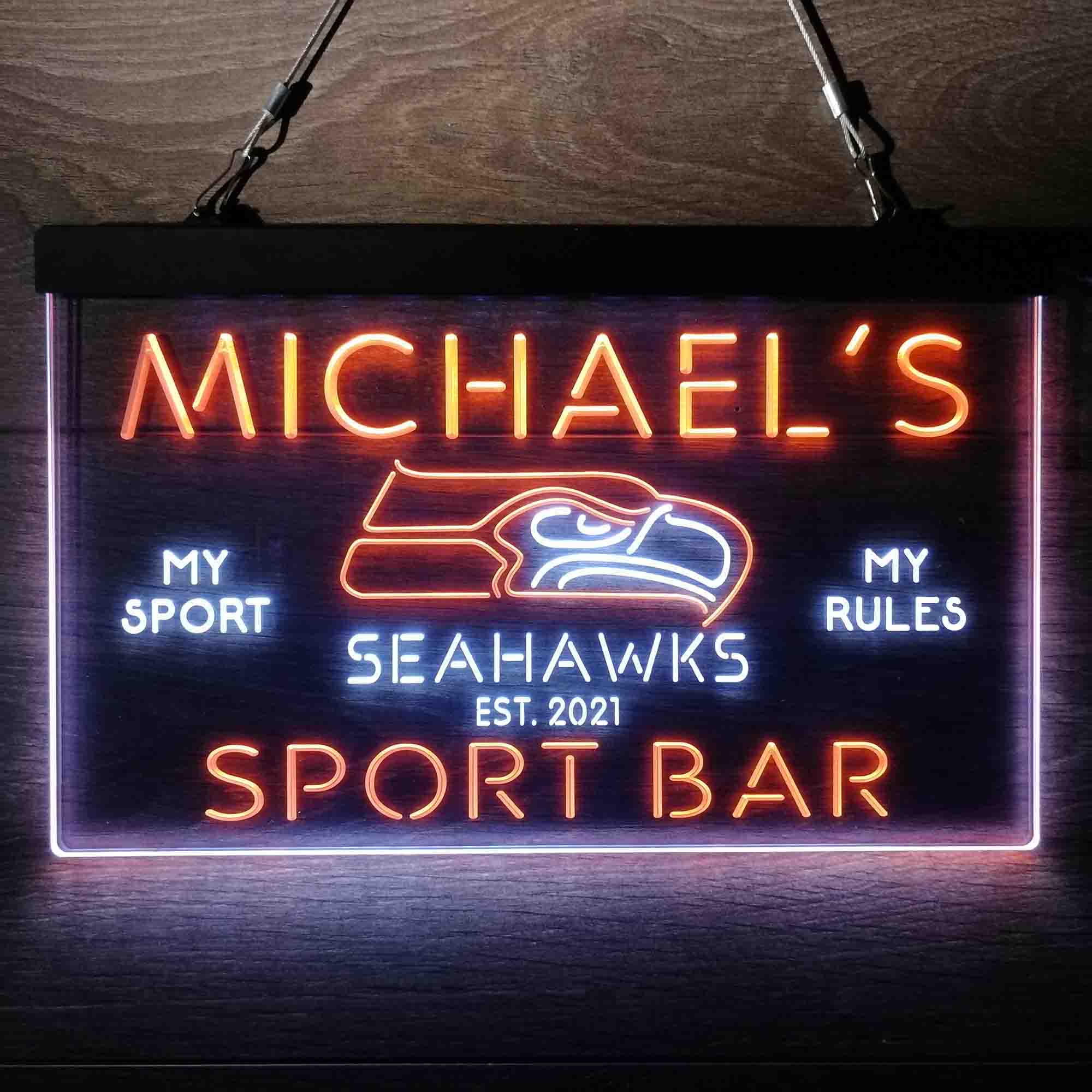 Personalized Seattle Seahawks Neon-Like LED Light Sign - led lab cave