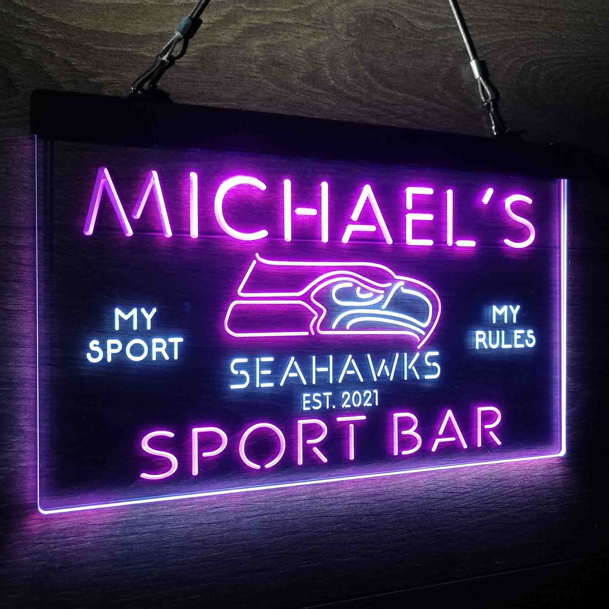 Personalized Seattle Seahawks Neon-Like LED Light Sign - led lab cave