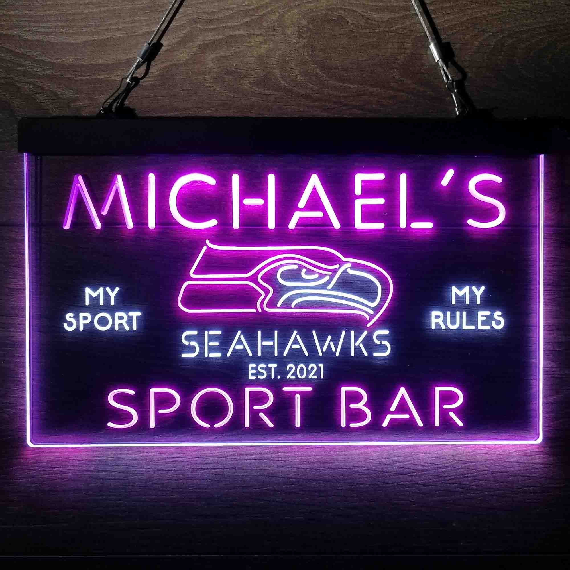 Personalized Seattle Seahawks Neon-Like LED Light Sign - led lab cave