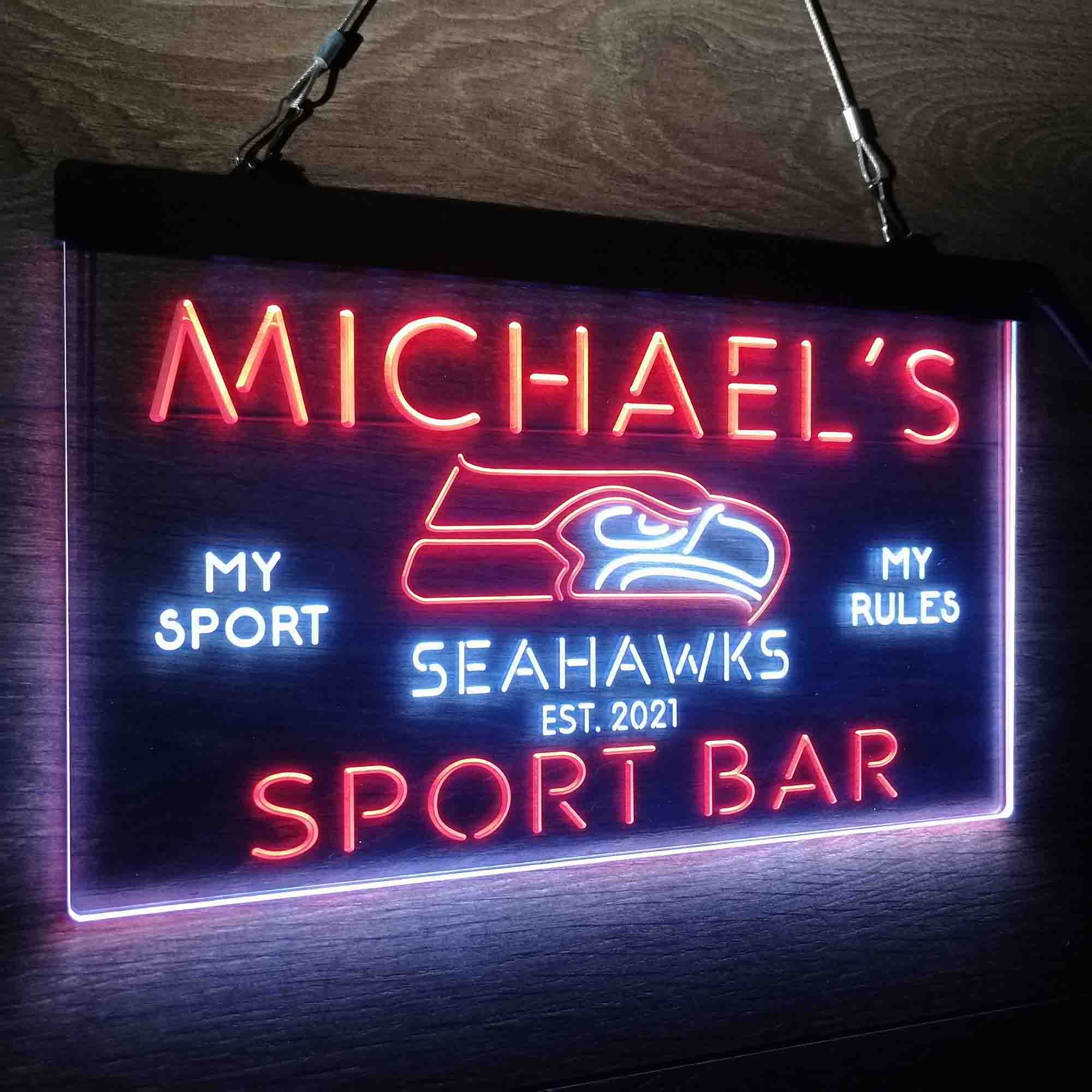 Personalized Seattle Seahawks Neon-Like LED Light Sign - led lab cave