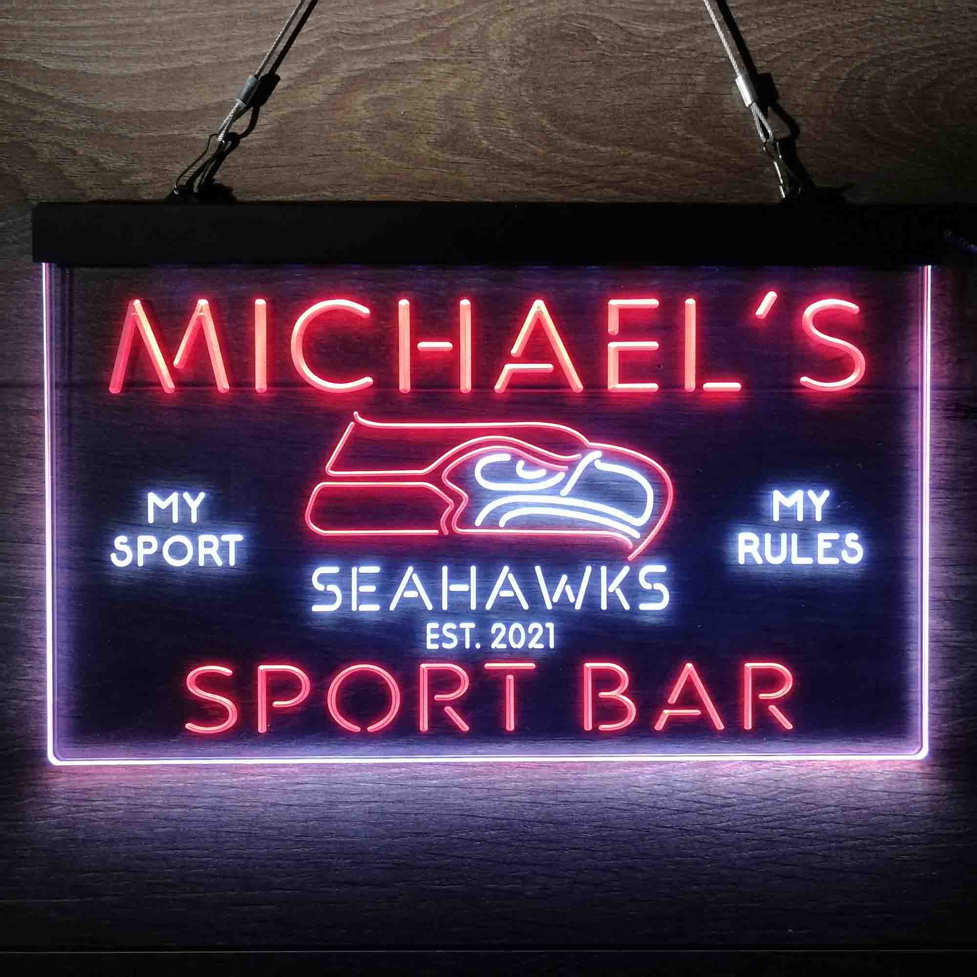 Personalized Seattle Seahawks Neon-Like LED Light Sign