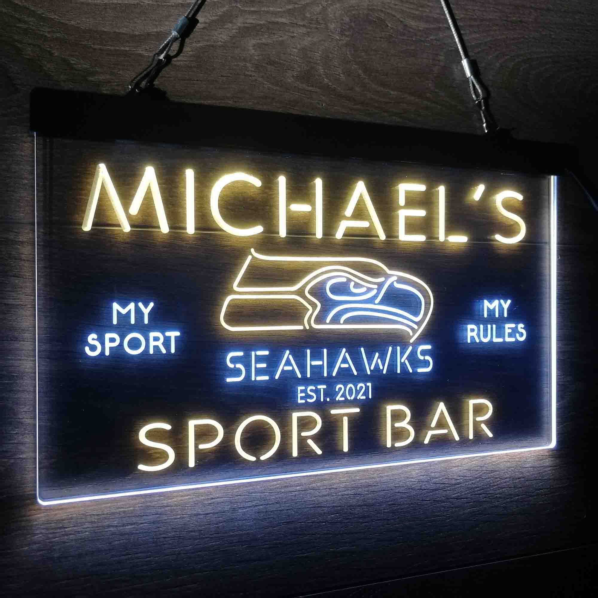 Personalized Seattle Seahawks Neon-Like LED Light Sign - led lab cave