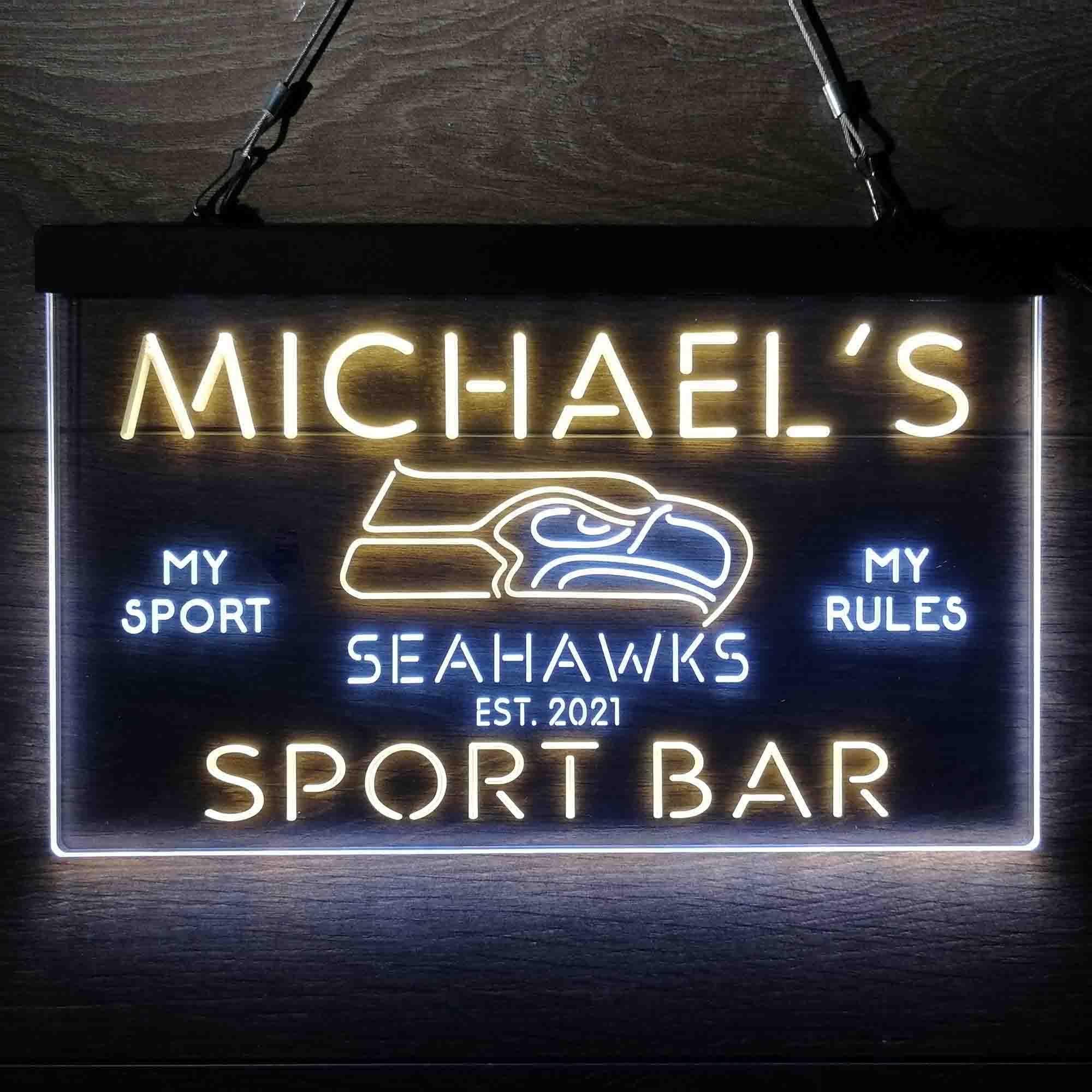 Personalized Seattle Seahawks Neon-Like LED Light Sign - led lab cave