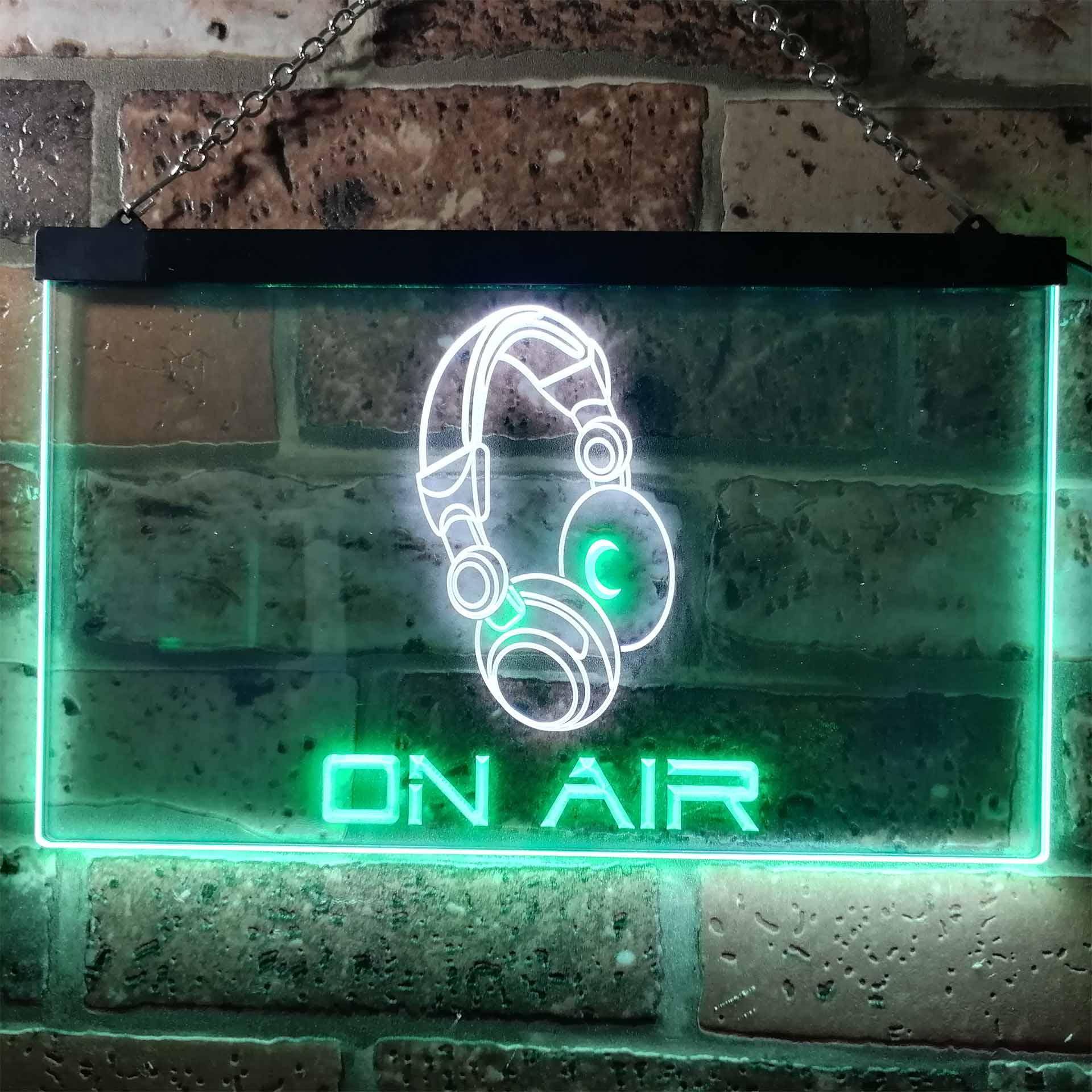 pro On Air Headphone Recording Studio Dual-Color LED Neon Sign