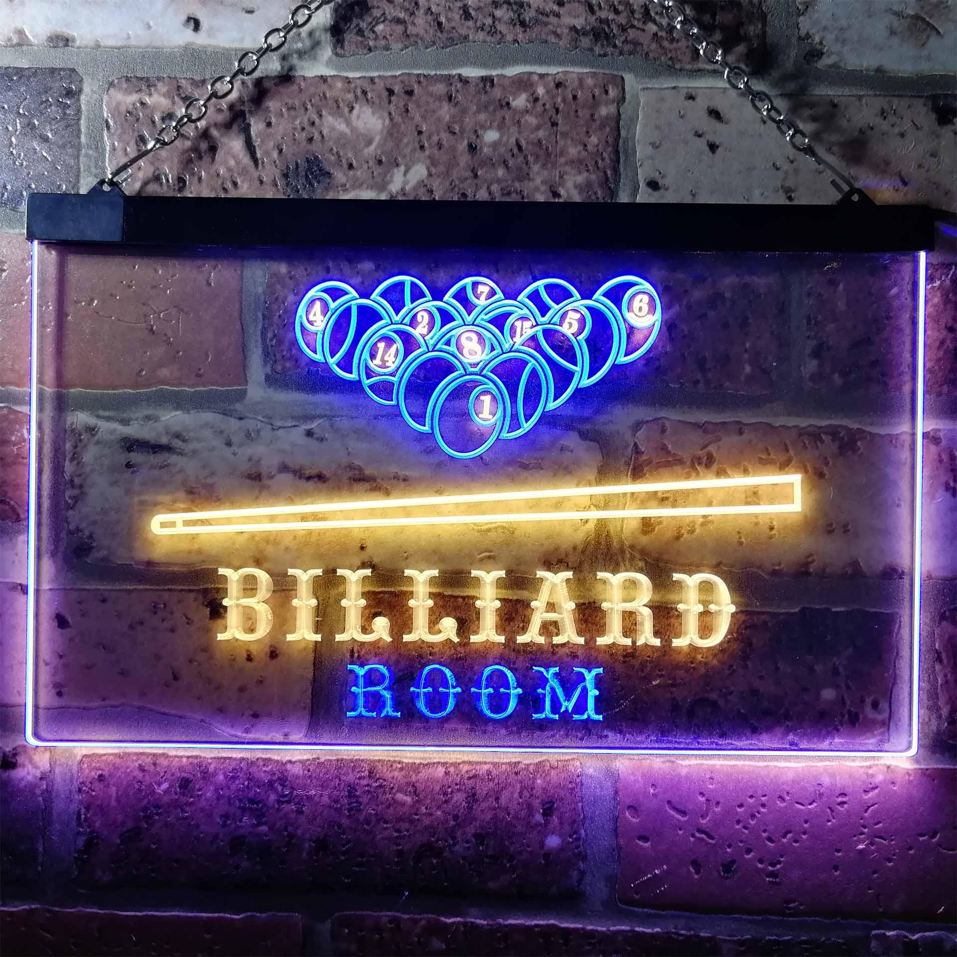 pro Billiard Room Pool Snooker Man Cave Dual-Color LED Neon Sign