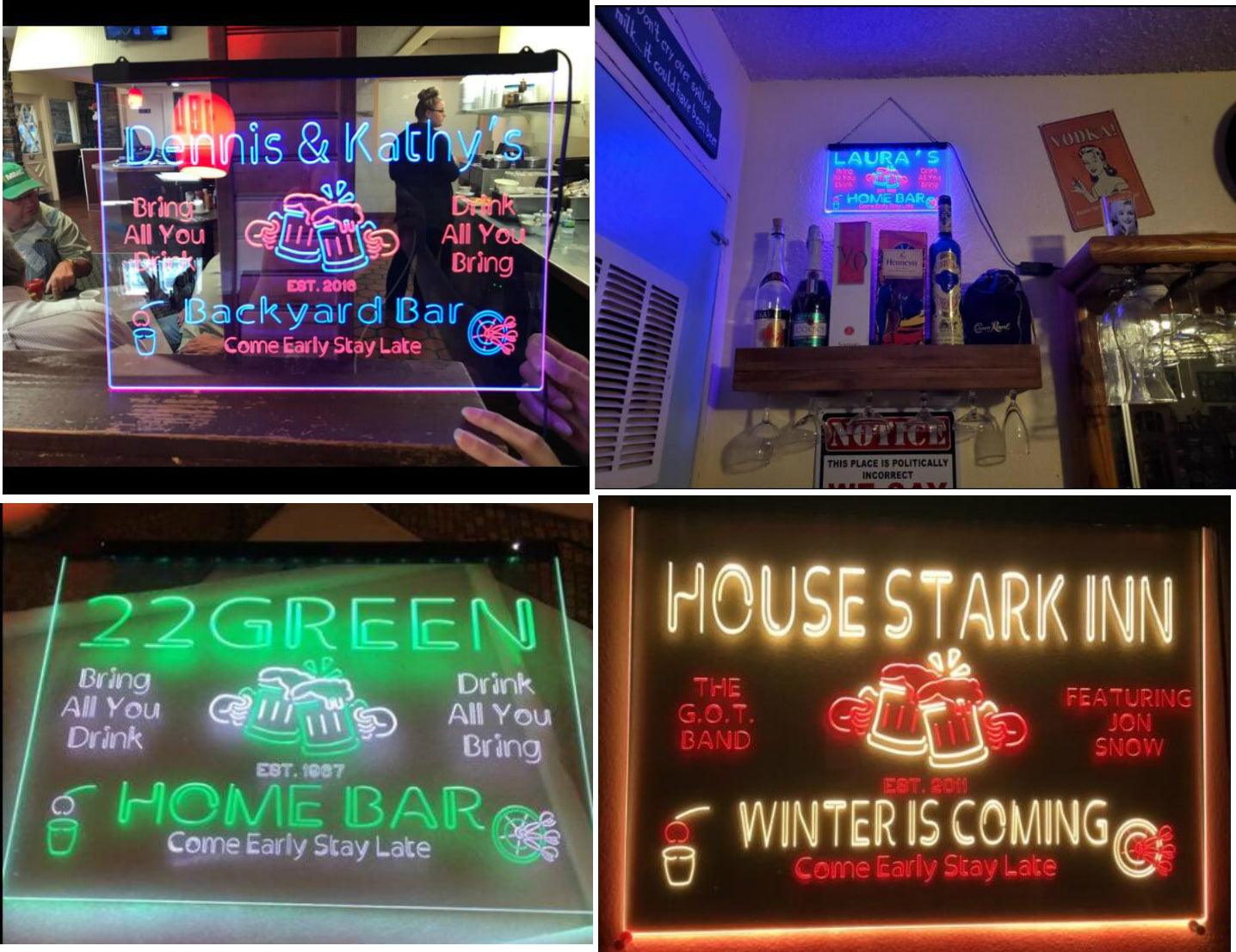 pro Sorry We're Drunk Humor Bar Funny Dual-Color LED Neon Sign