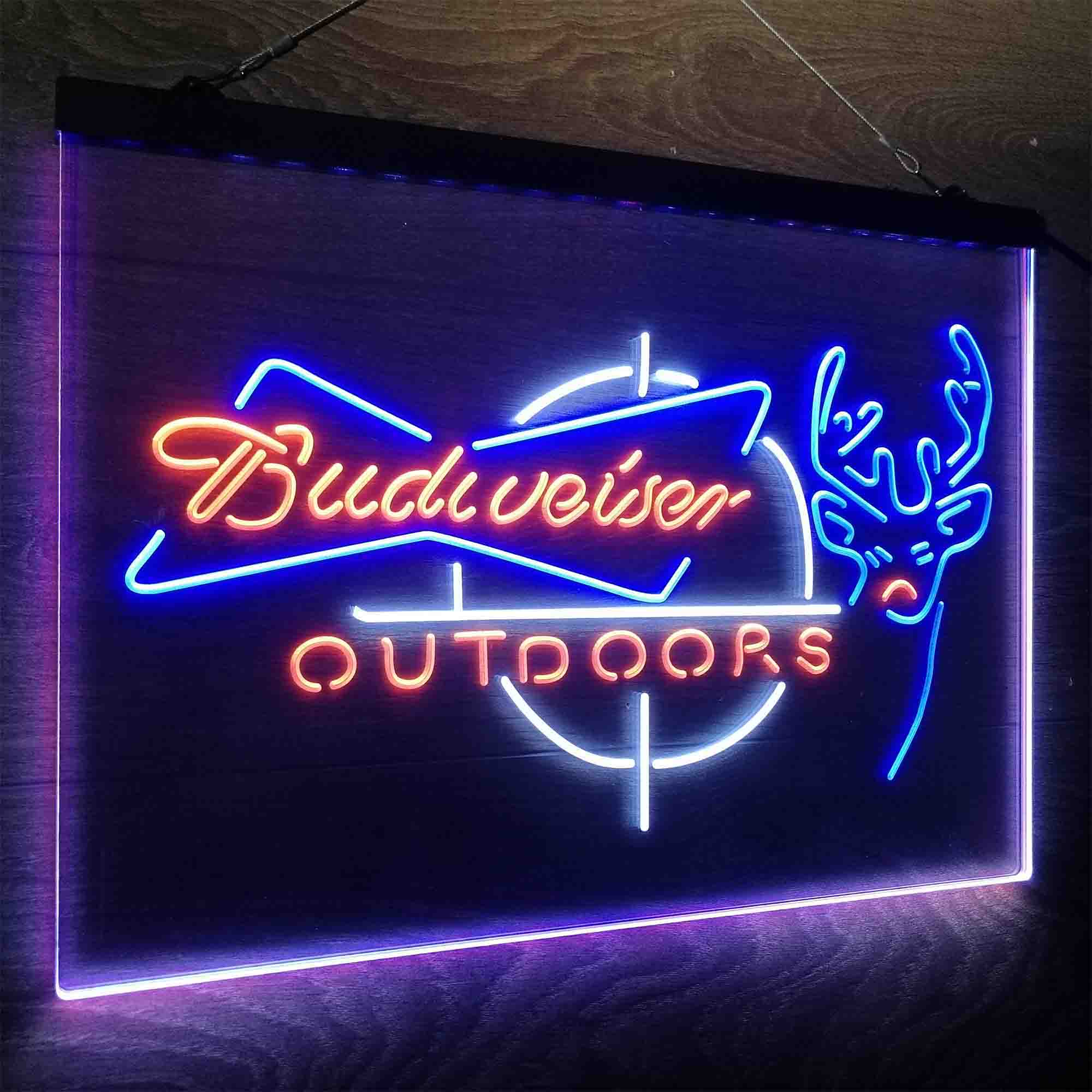Budweiser Outdoor Hunting Cabin Deer Decor Neon LED Sign 3 Colors