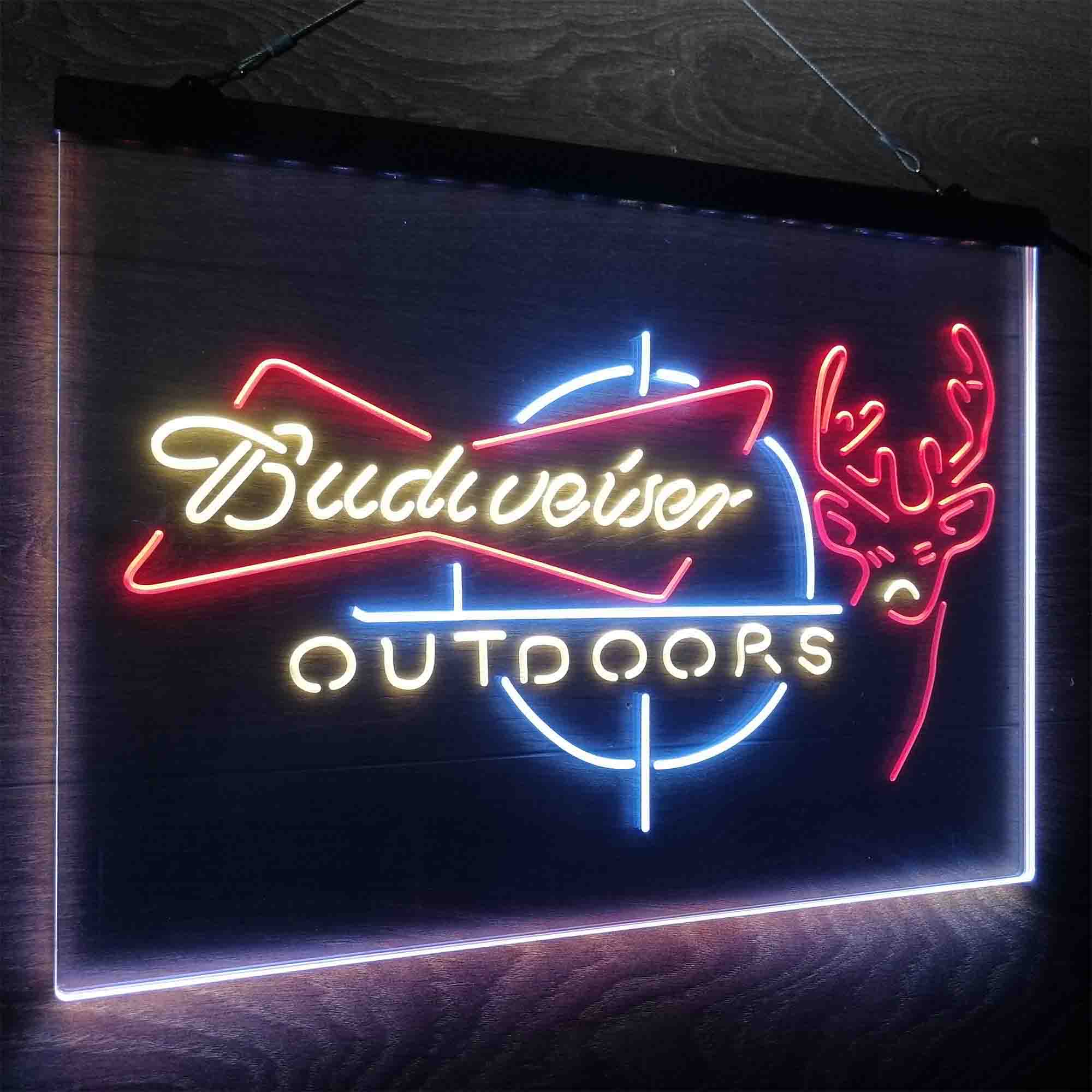 Budweiser Outdoor Hunting Cabin Deer Decor Neon LED Sign 3 Colors