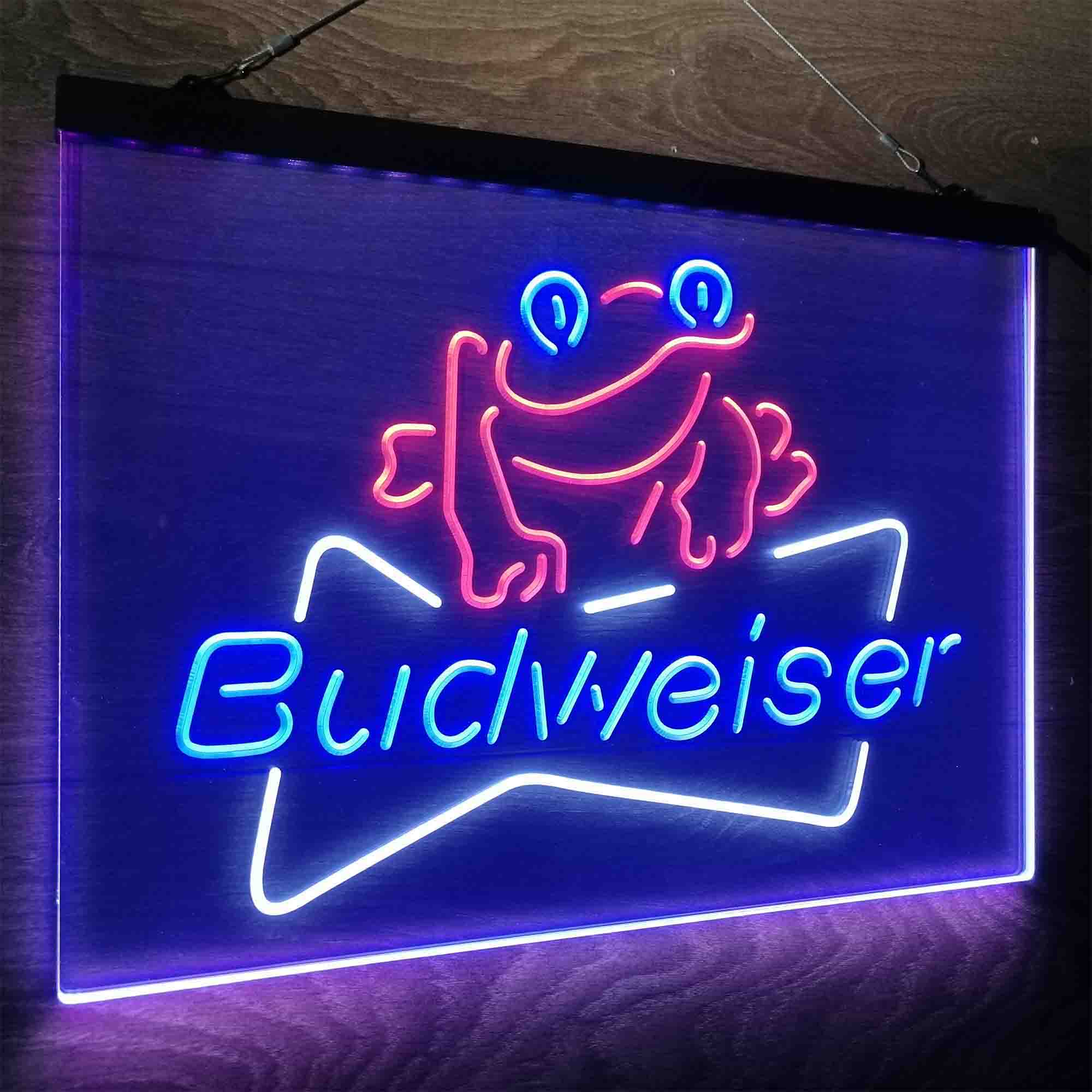 Budweiser Frog Decor Beer Bar Neon LED Sign 3 Colors