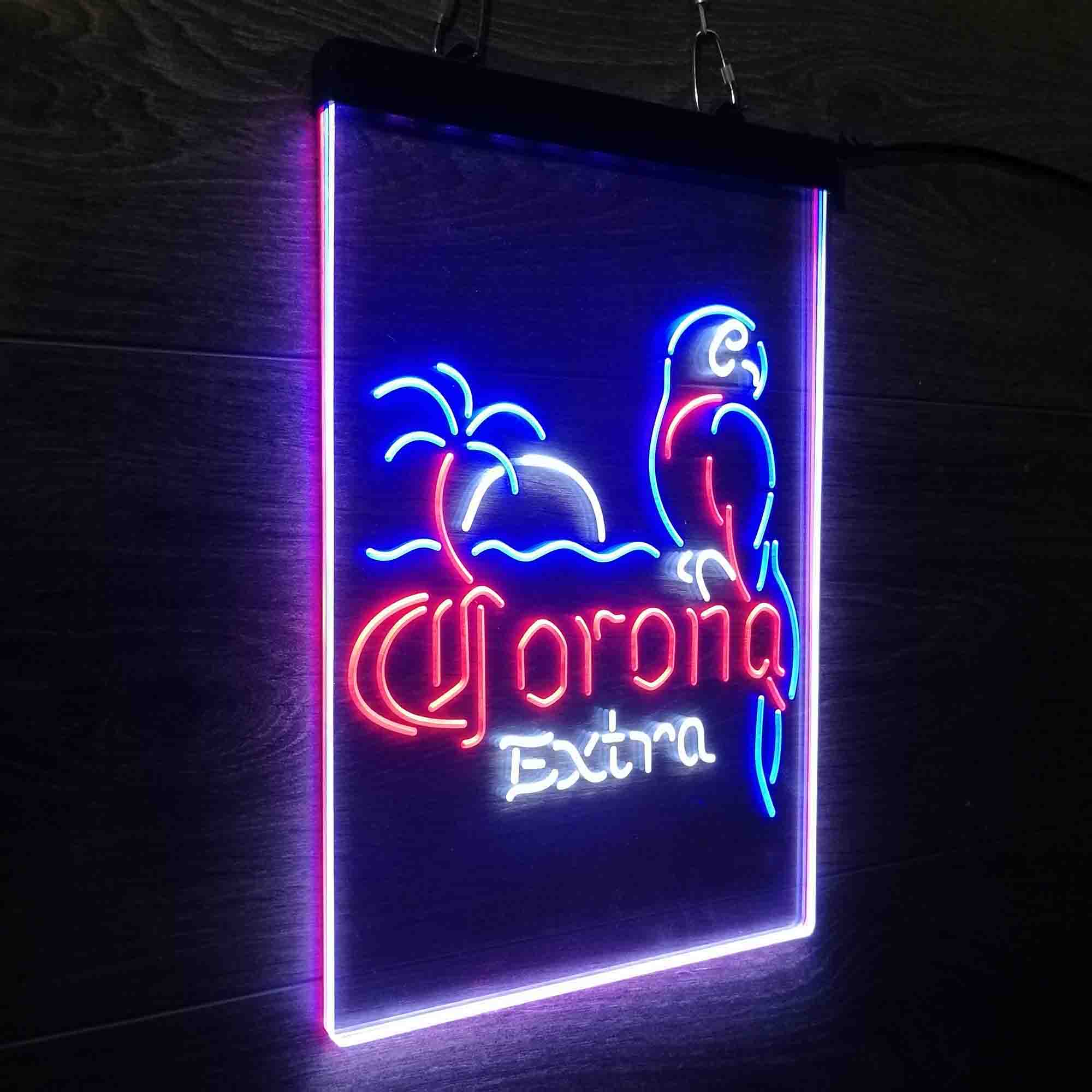 Corona Parrot Palm Tree Bar Beer Neon LED Sign 3 Colors