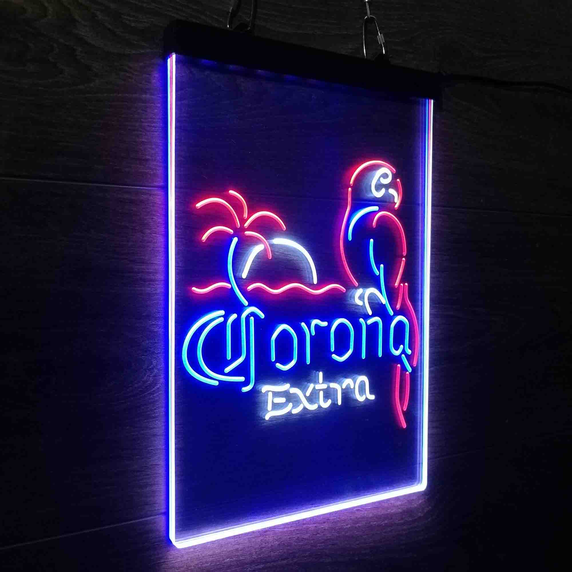 Corona Parrot Palm Tree Bar Beer Neon LED Sign 3 Colors