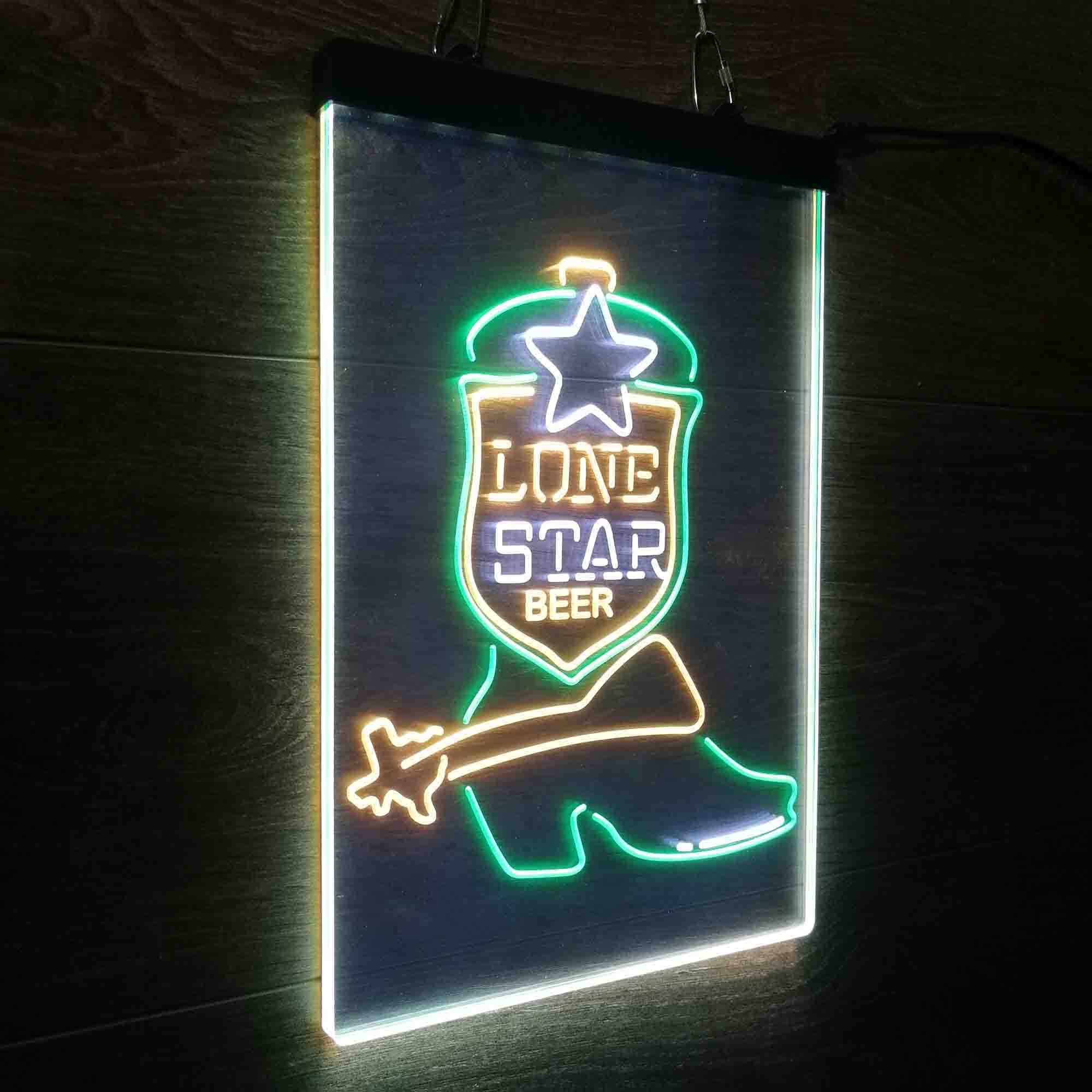 Lone Star Boot Beer Bar Neon LED Sign 3 Colors