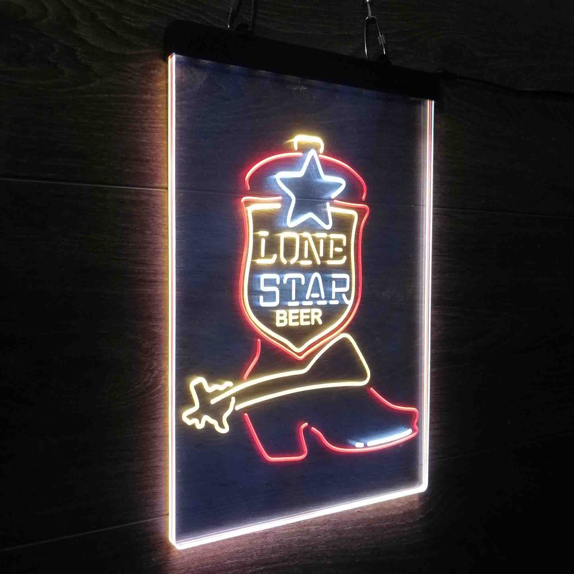 Lone Star Boot Beer Bar Neon LED Sign 3 Colors