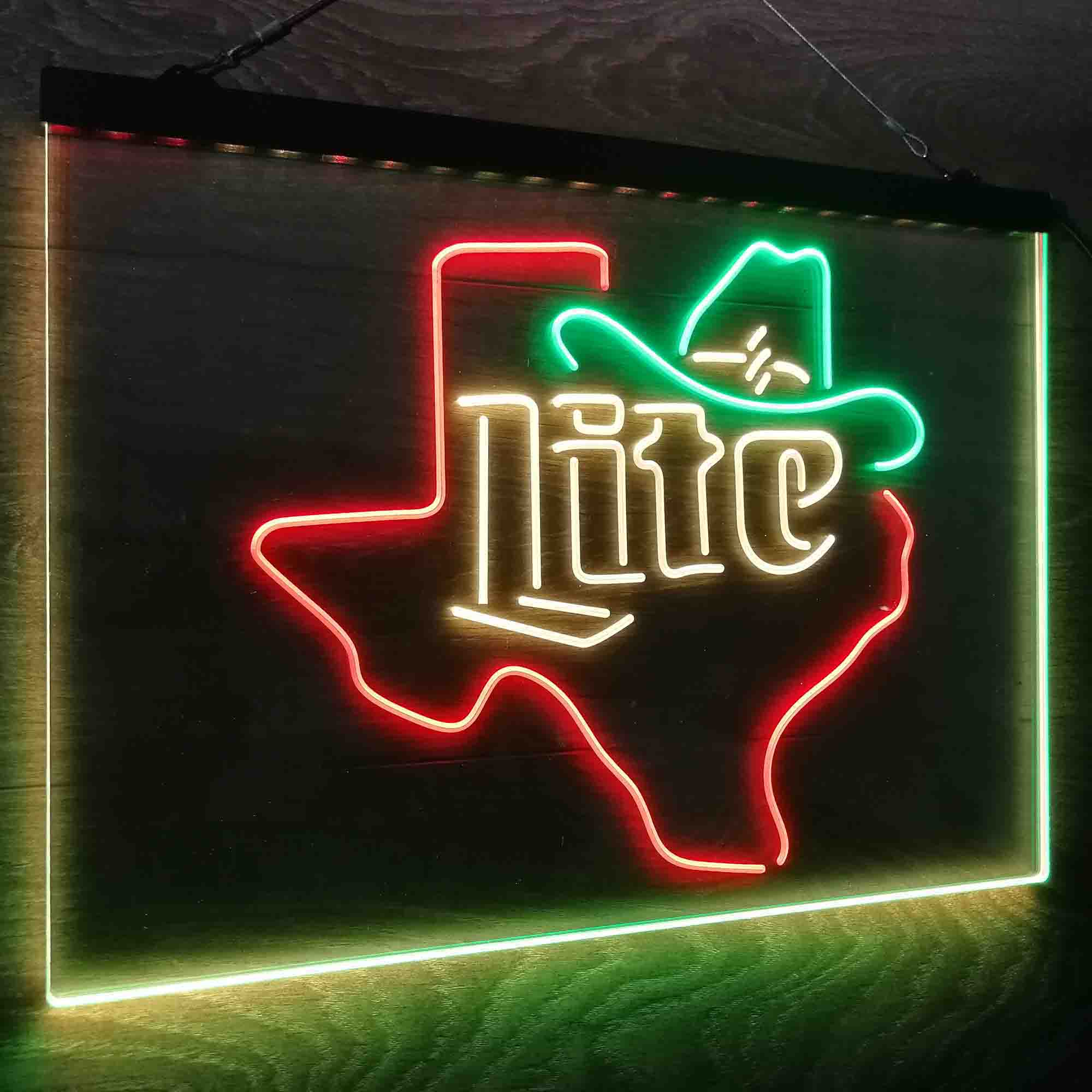 Miller Lite Cowboys Hat Texas Neon LED Sign 3 Colors