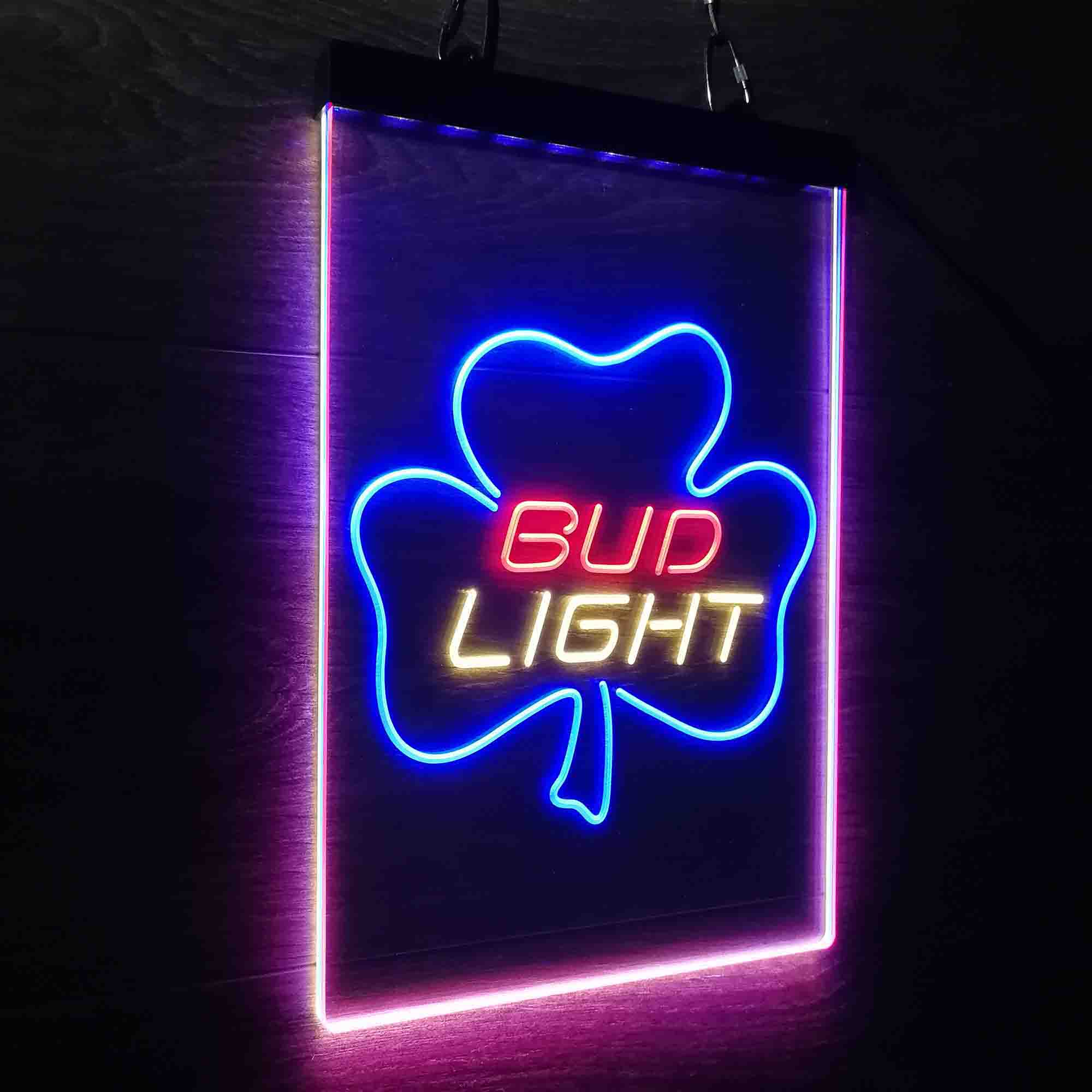 Bud Light Shamrock Beer Neon LED Sign 3 Colors