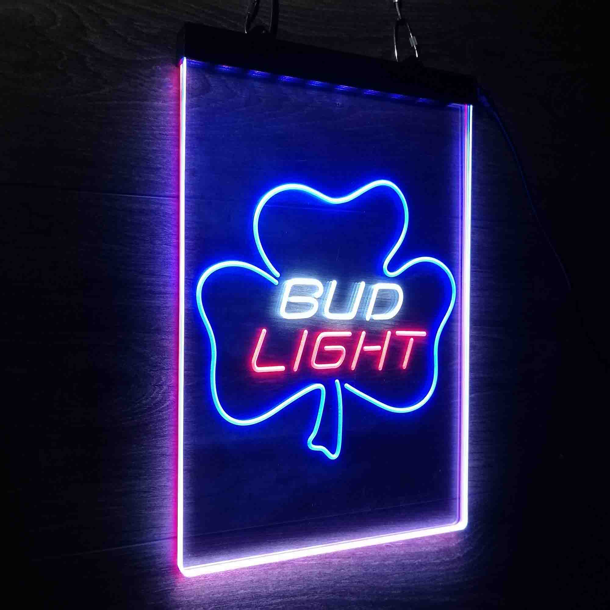 Bud Light Shamrock Beer Neon LED Sign 3 Colors