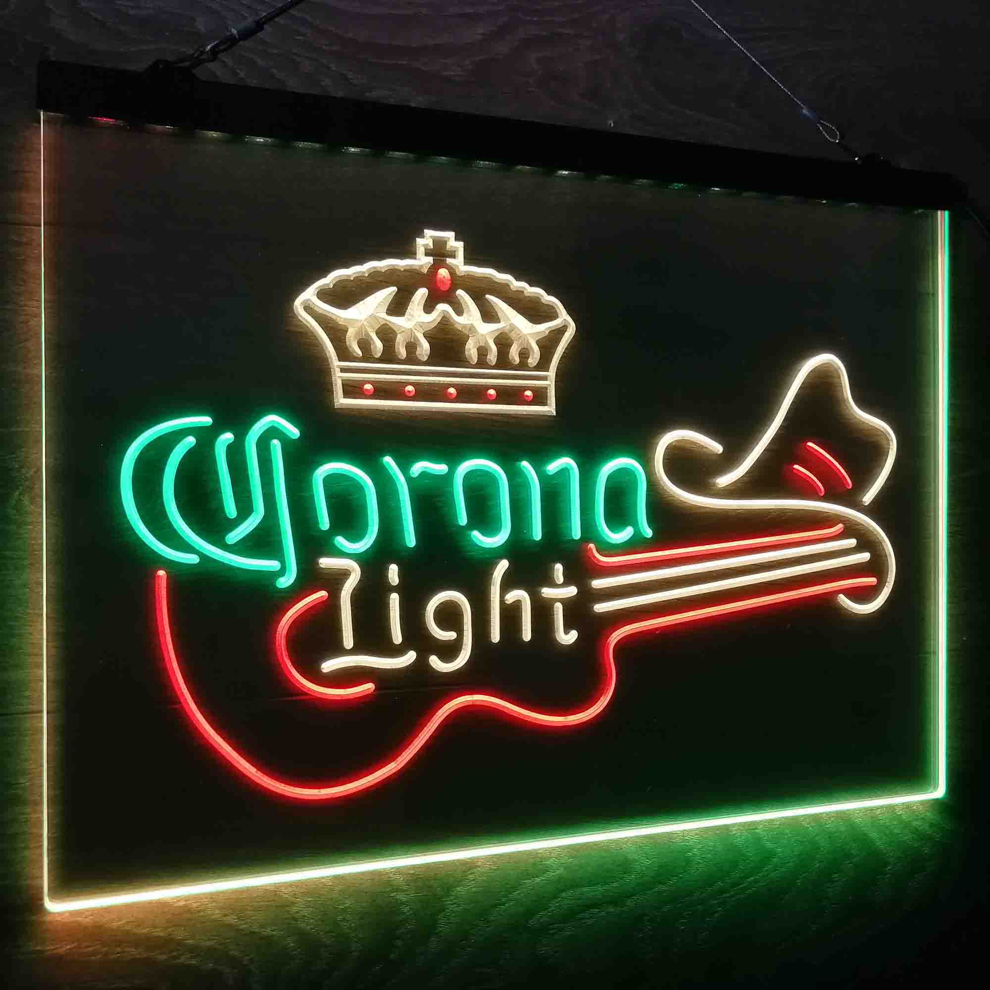 Coronas Light Guitar Cowboy Hat Neon LED Sign 3 Colors