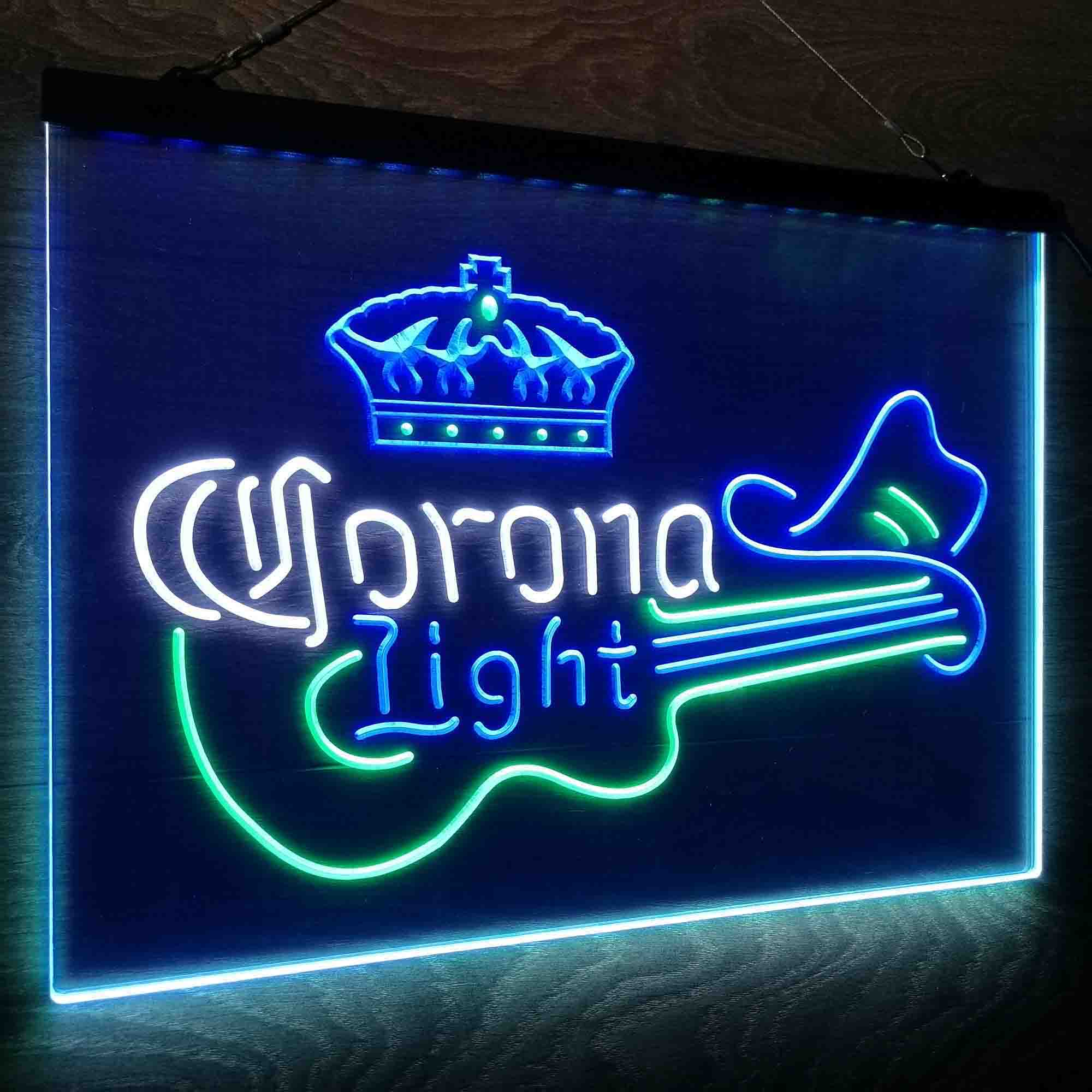 Coronas Light Guitar Cowboy Hat Neon LED Sign 3 Colors