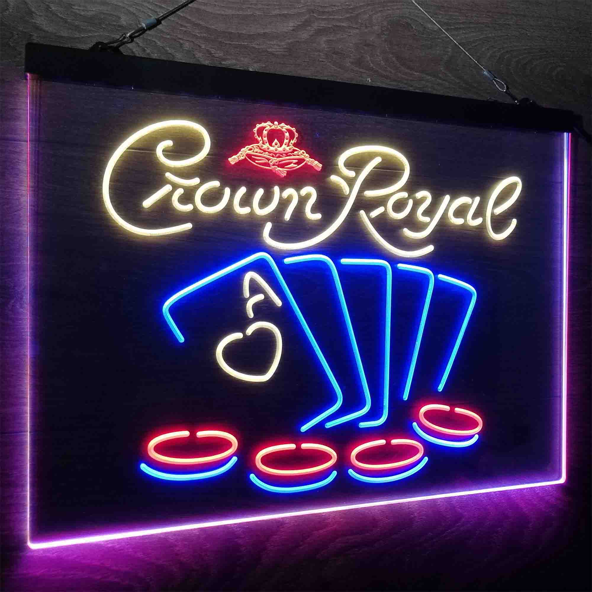 Crown Royal Casino Poker Neon LED Sign 3 Colors