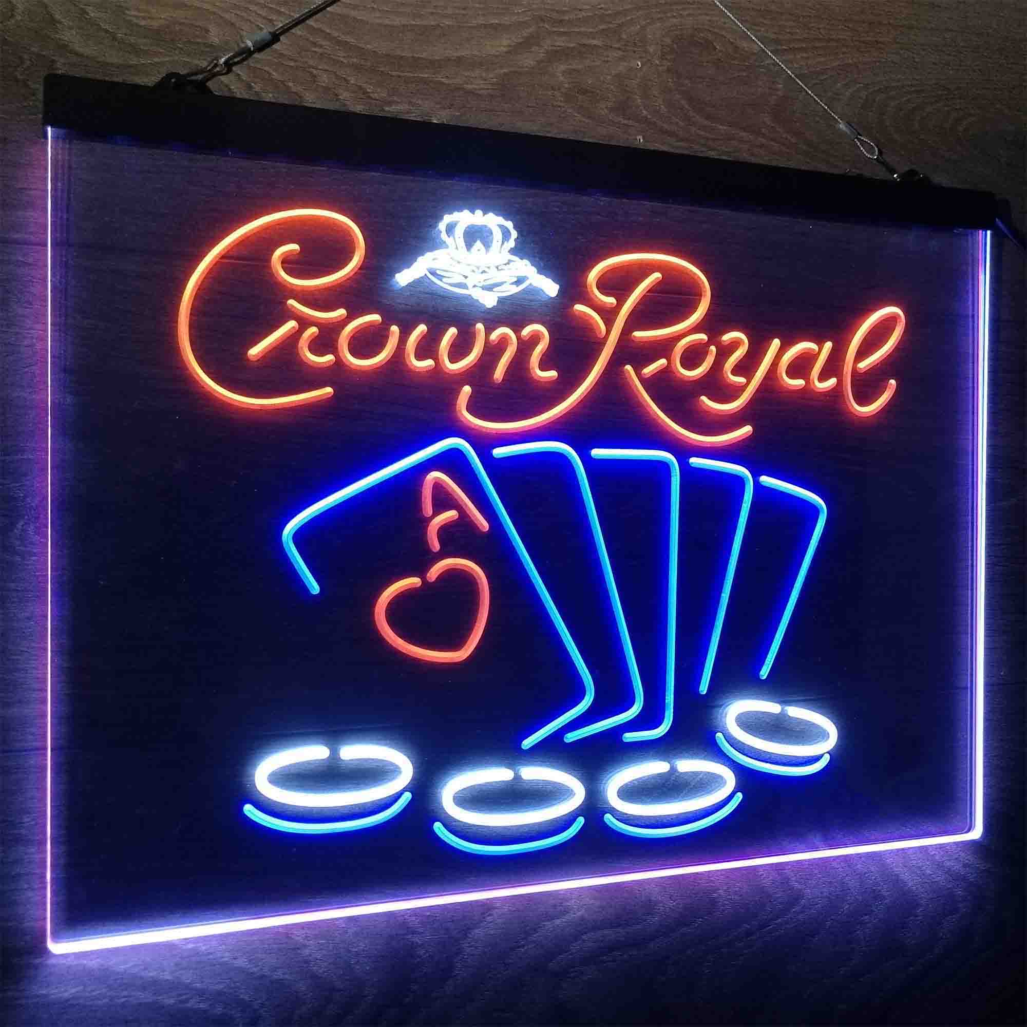 Crown Royal Casino Poker Neon LED Sign 3 Colors