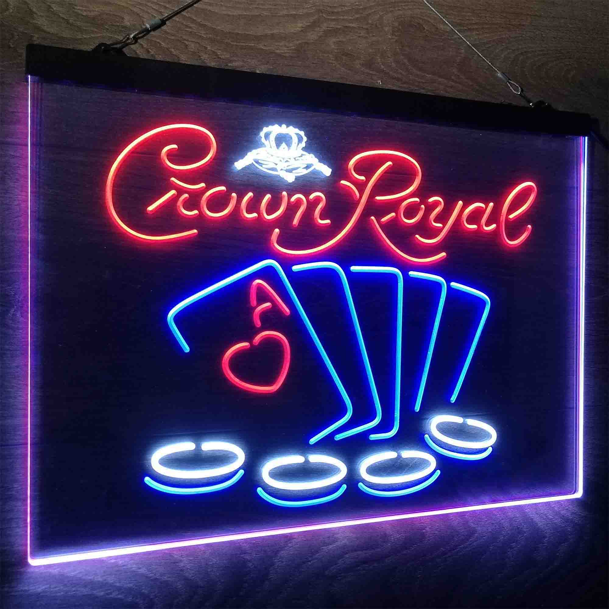 Crown Royal Casino Poker Neon LED Sign 3 Colors